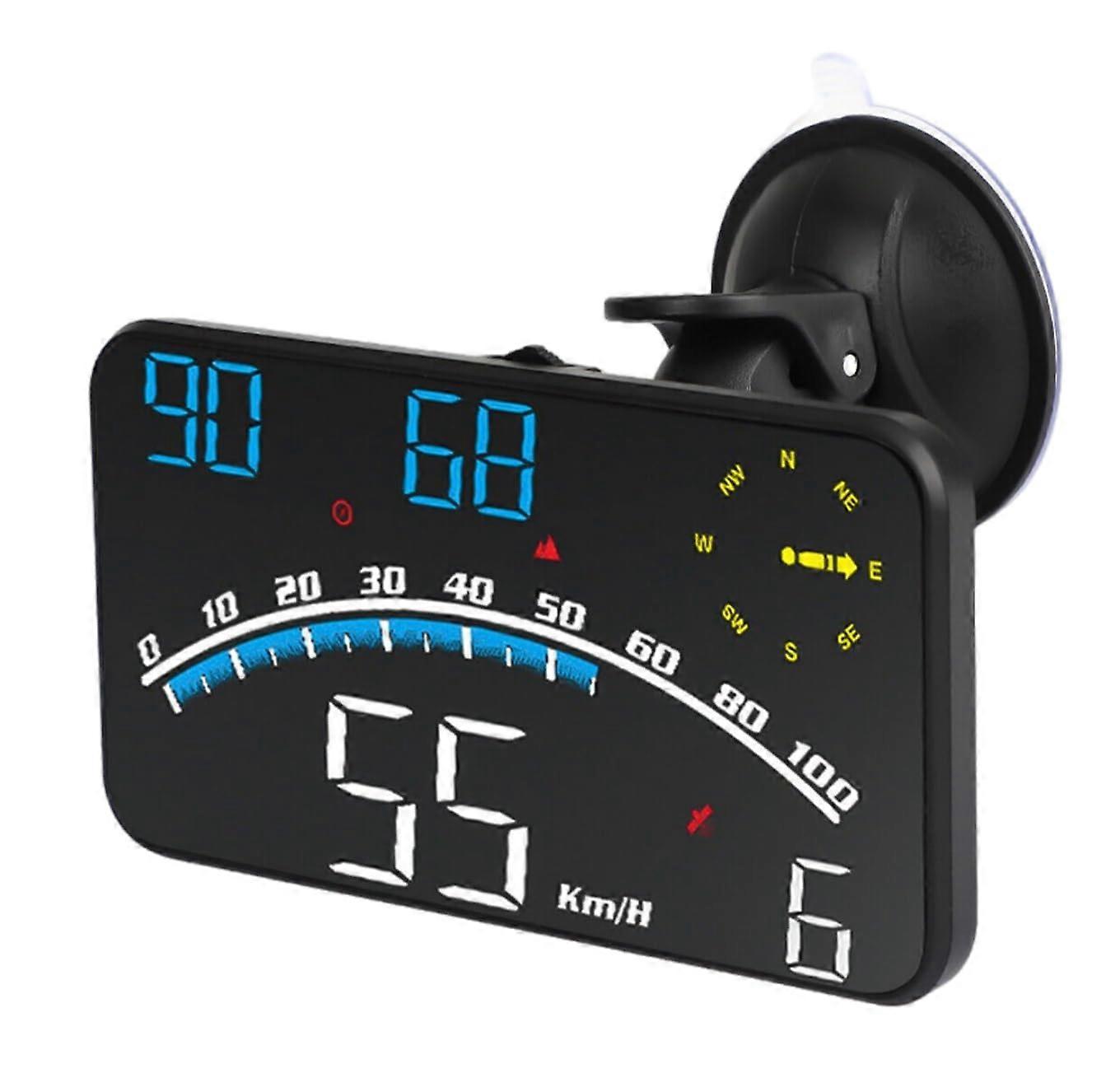 Car HUD Head Up Display 5-Inch Universal Digital Speedometer GPS With MPH Overspeed Alarm Compatible With Most Cars