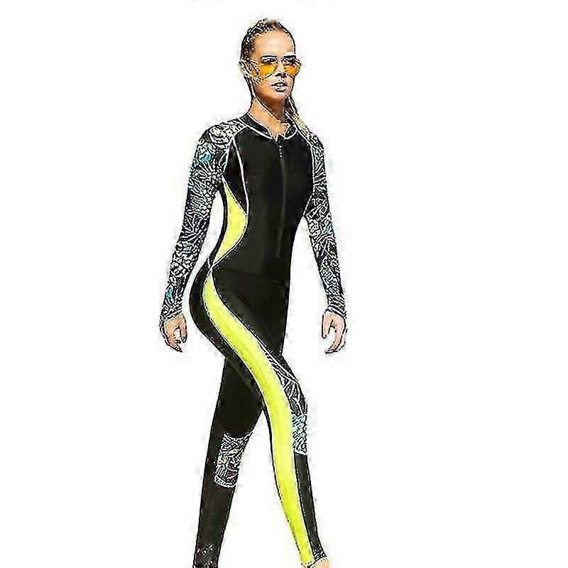 Dam Helkropps Baddräkt Rash Guard Ett stycke Långärmad Långbent Badkläder Snabbtorkande våtdräkt med UV solskydd Hög kvalitet väl