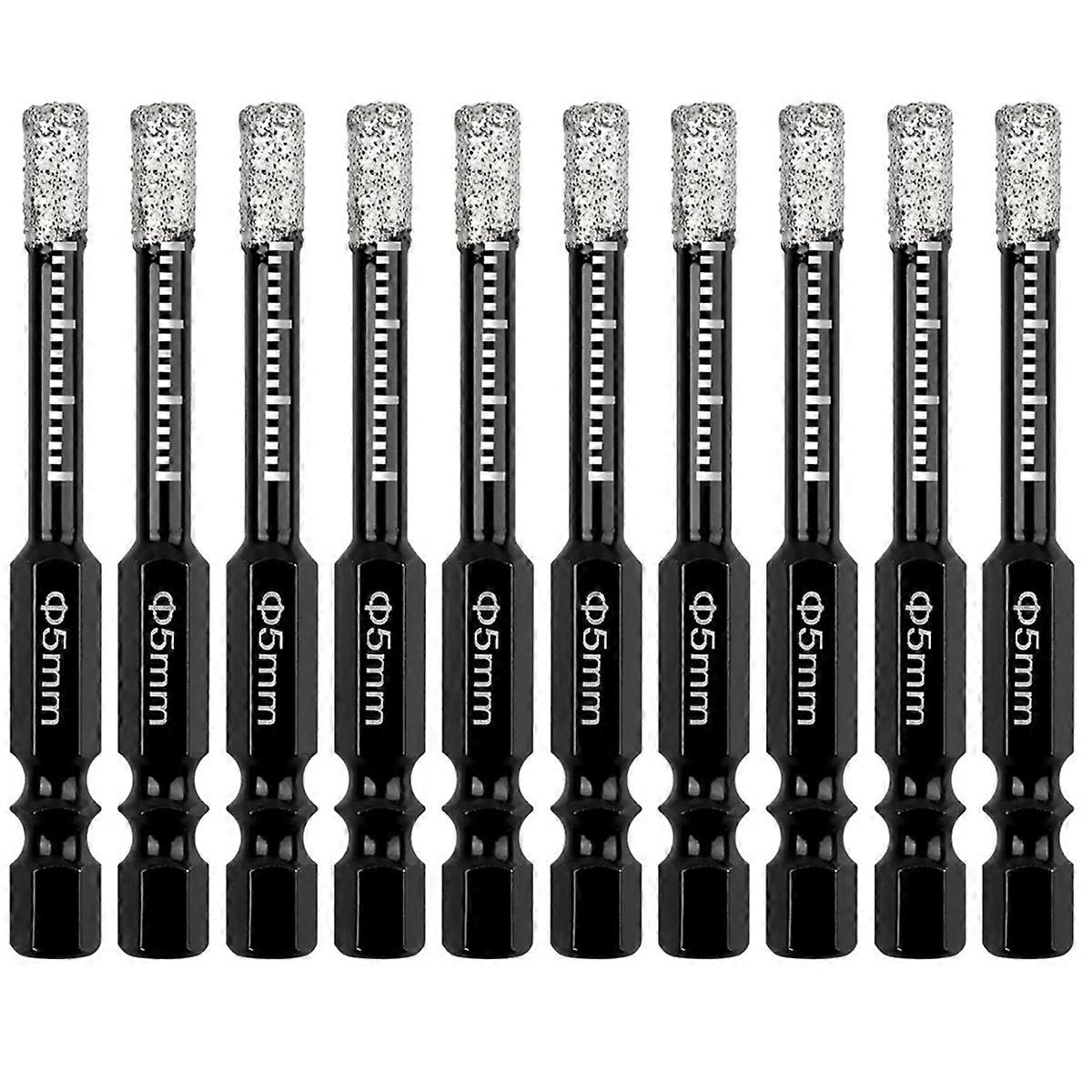 10Pcs Dry Diamond Drill Bits Set,3/16In Hex Shank Tile Core Drill Bit