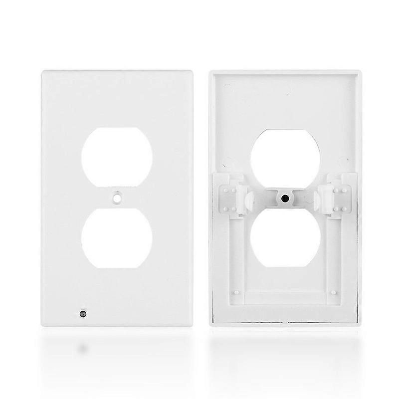 Duplex Electrical Outlet Plugboard Plug-In Electrical Receptacle Wall Plate With LED Night Lights Up And Down - Auto Sensor