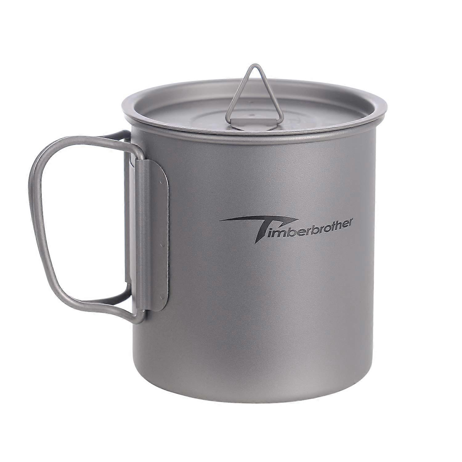 Titanium Cup Camping Mug 250ml-900ml Capacity With Foldable Handle And Lid Titanium Pot