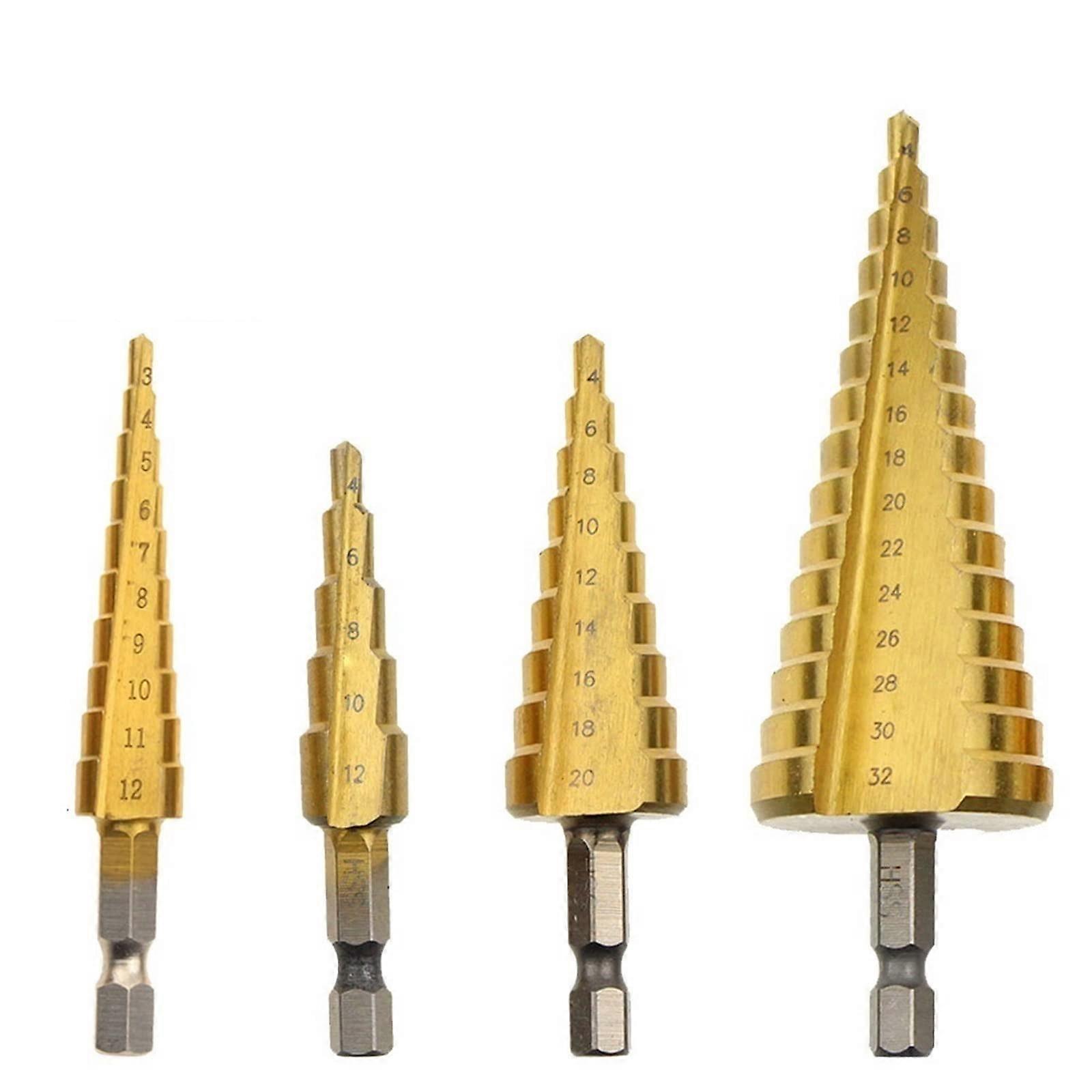 Metal Drill Step Drill Bit Set 312/412/20/32mm Mini HSS Steel Coated Spiral Flute Hole Tool 420mm (1PC)