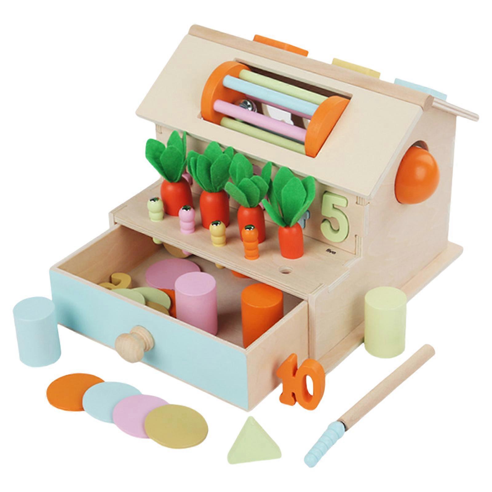 Interactive Kids Pull Radish Sound Game Toy Meaningful Table Game House Shape Color Learning Brain Table Game
