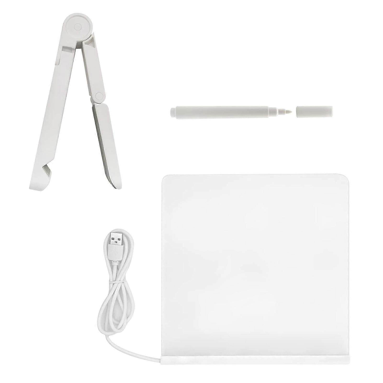 LED Acrylic Whiteboard with Marker and Stand, Transparent Acrylic Signs LED Memo Board for Office Memo Board DIY Craft 20and 20cm