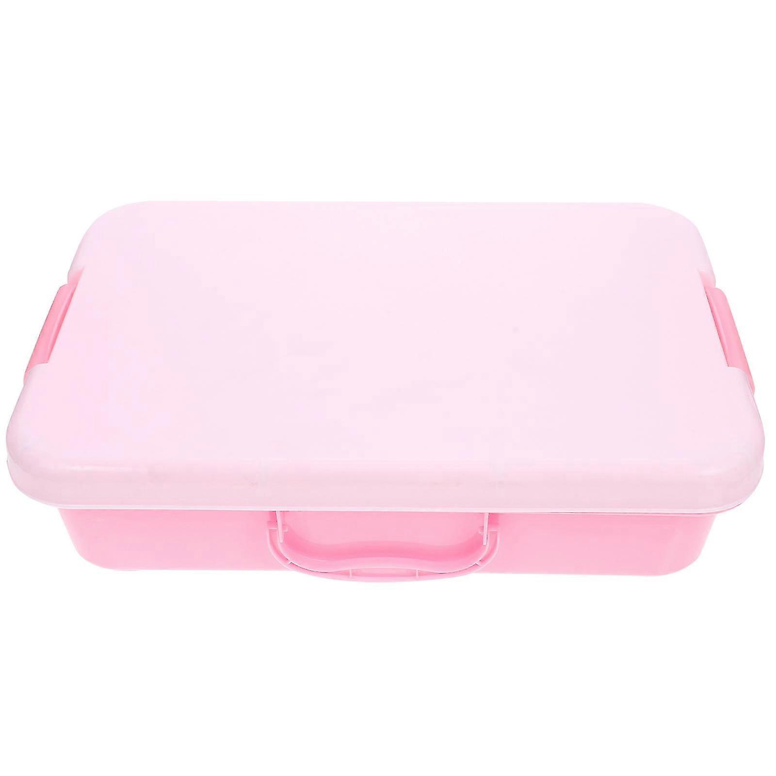 Handheld Sandbox Sand Tray with Lid Portable Sandbox Kids Toy Storage Box Pink