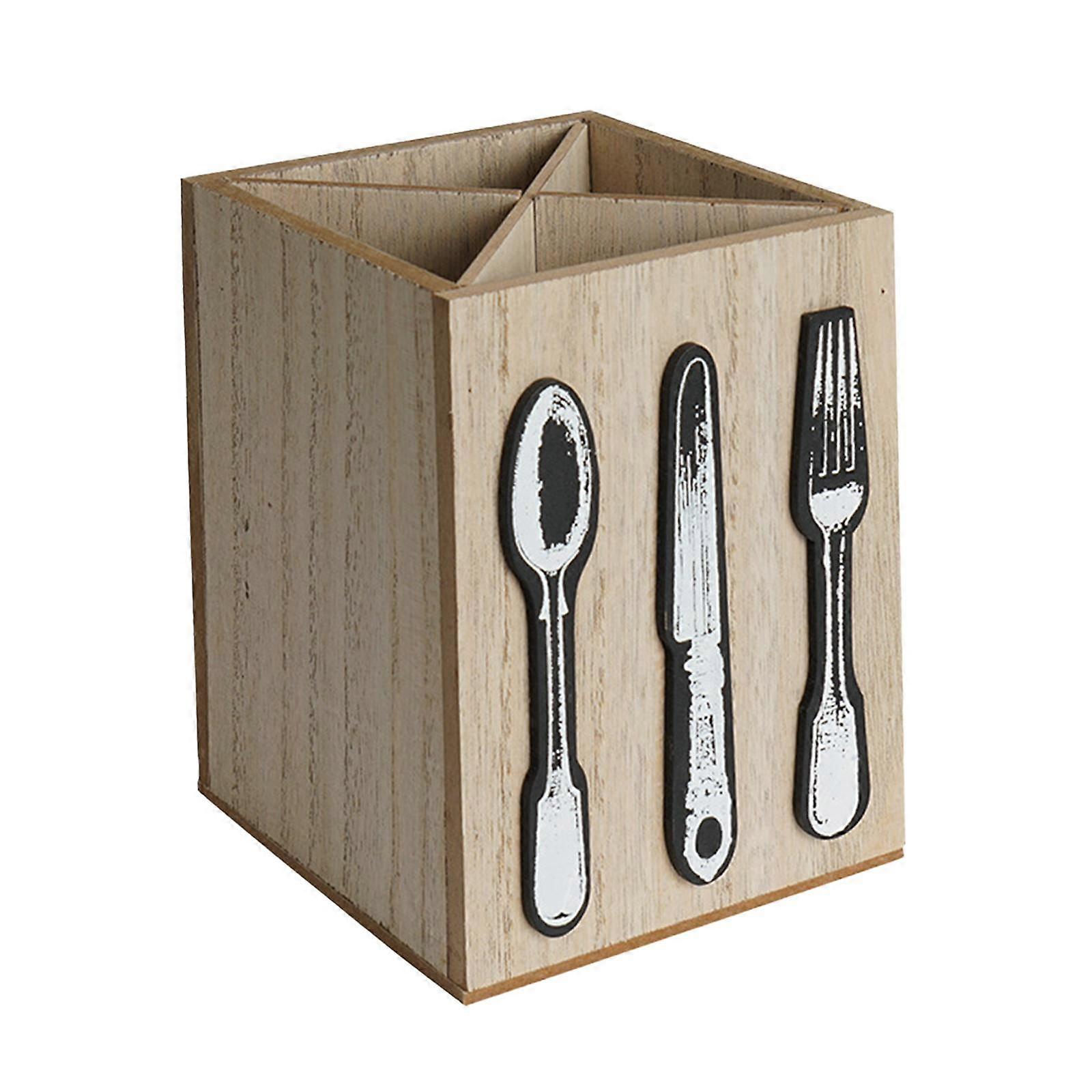 Knife and Fork Container Wood Flatware Holder for Table Pantry Organization