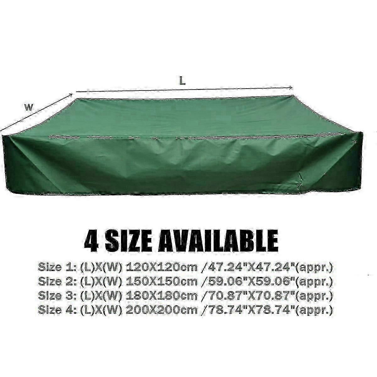 Sandpit Cover 150x150 Cm Waterproof Cover Uv Protection 70% Protection For Oxford Sandpit With Drawstring, Green (150x150 Cm)