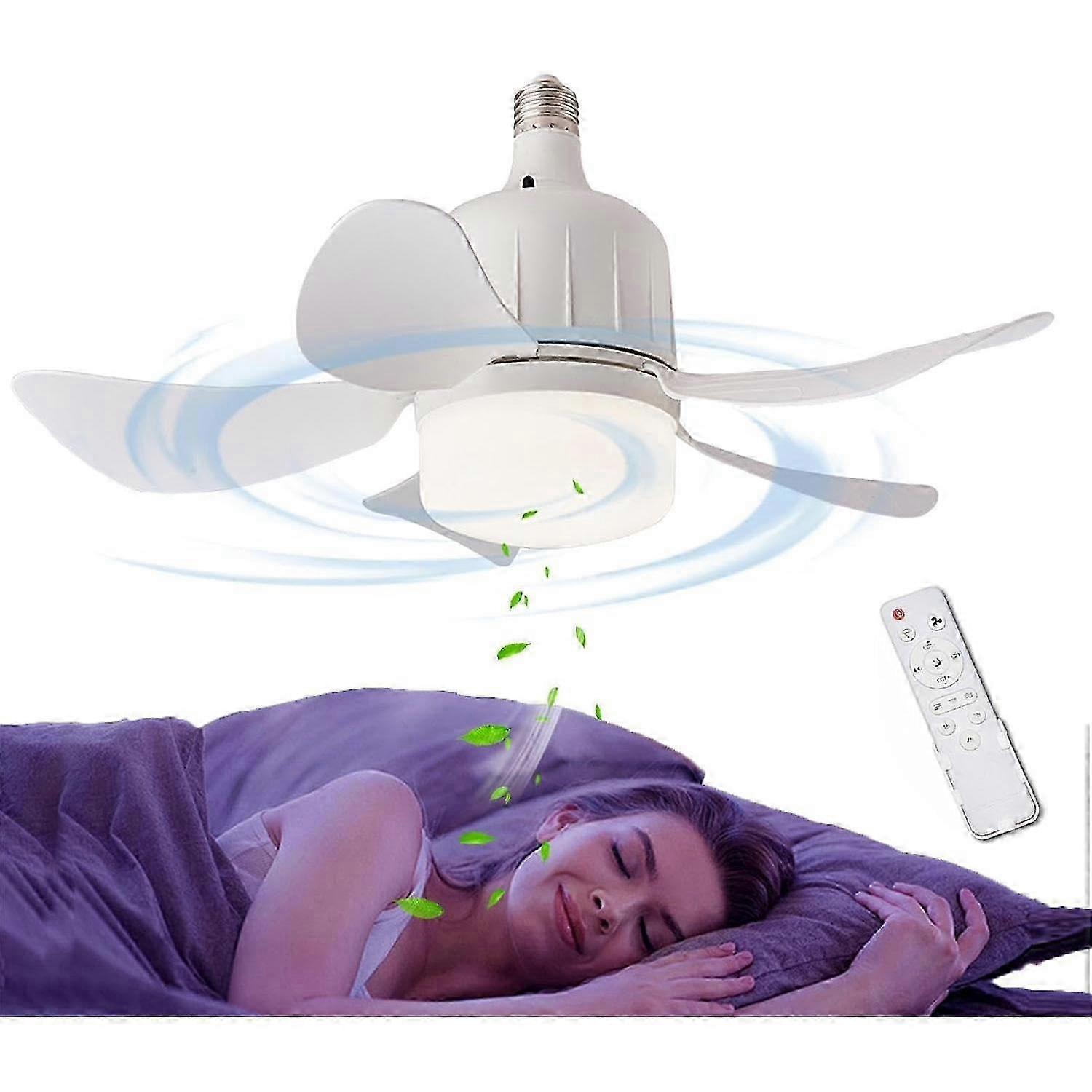 2025 Ceiling Fan with Light Plug,3 Wind Speed Small Ceiling Fan with LED Light -Creative Fan Bulbs