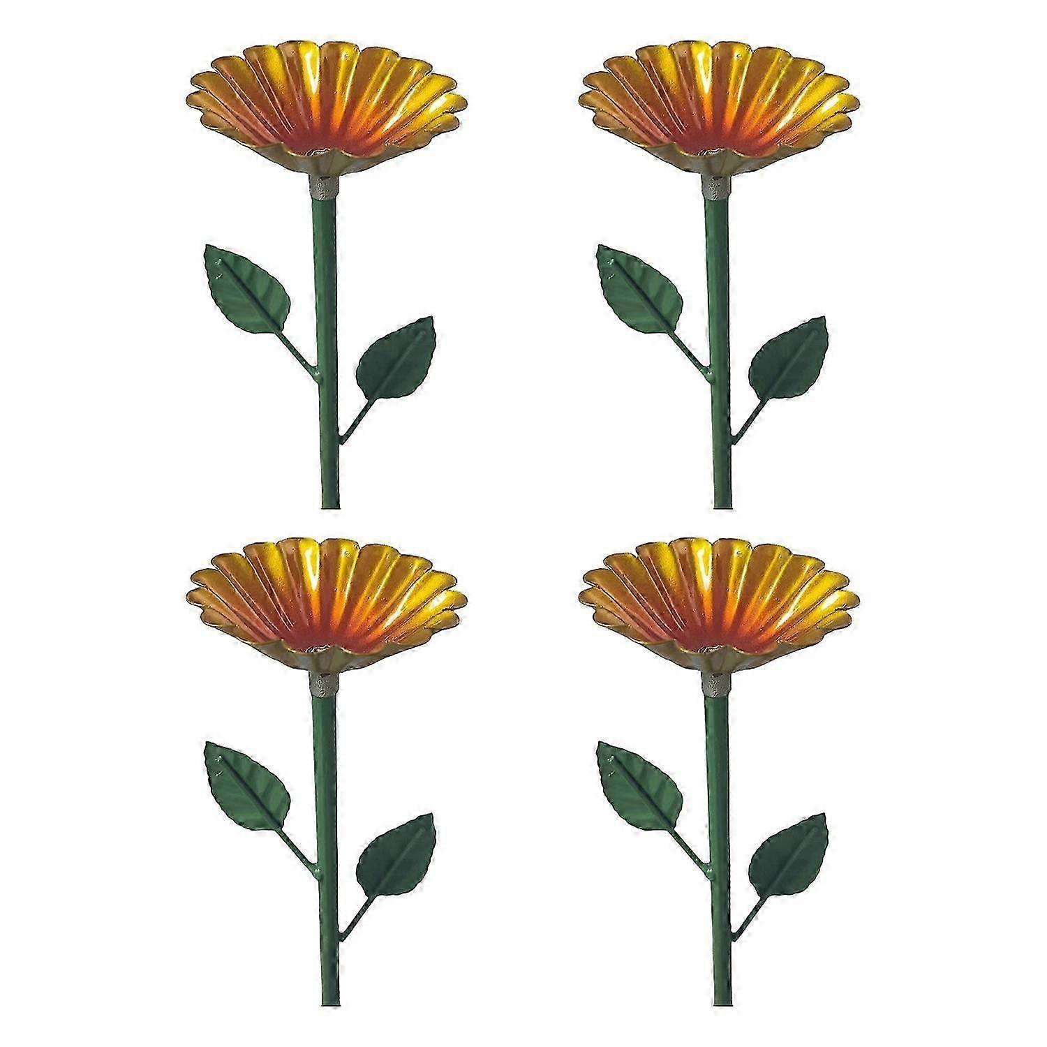 2/4Pcs Metal Bird Baths for Outdoor Garden Stand Bird Bath Hummingbird Feeder with Metal Stake for