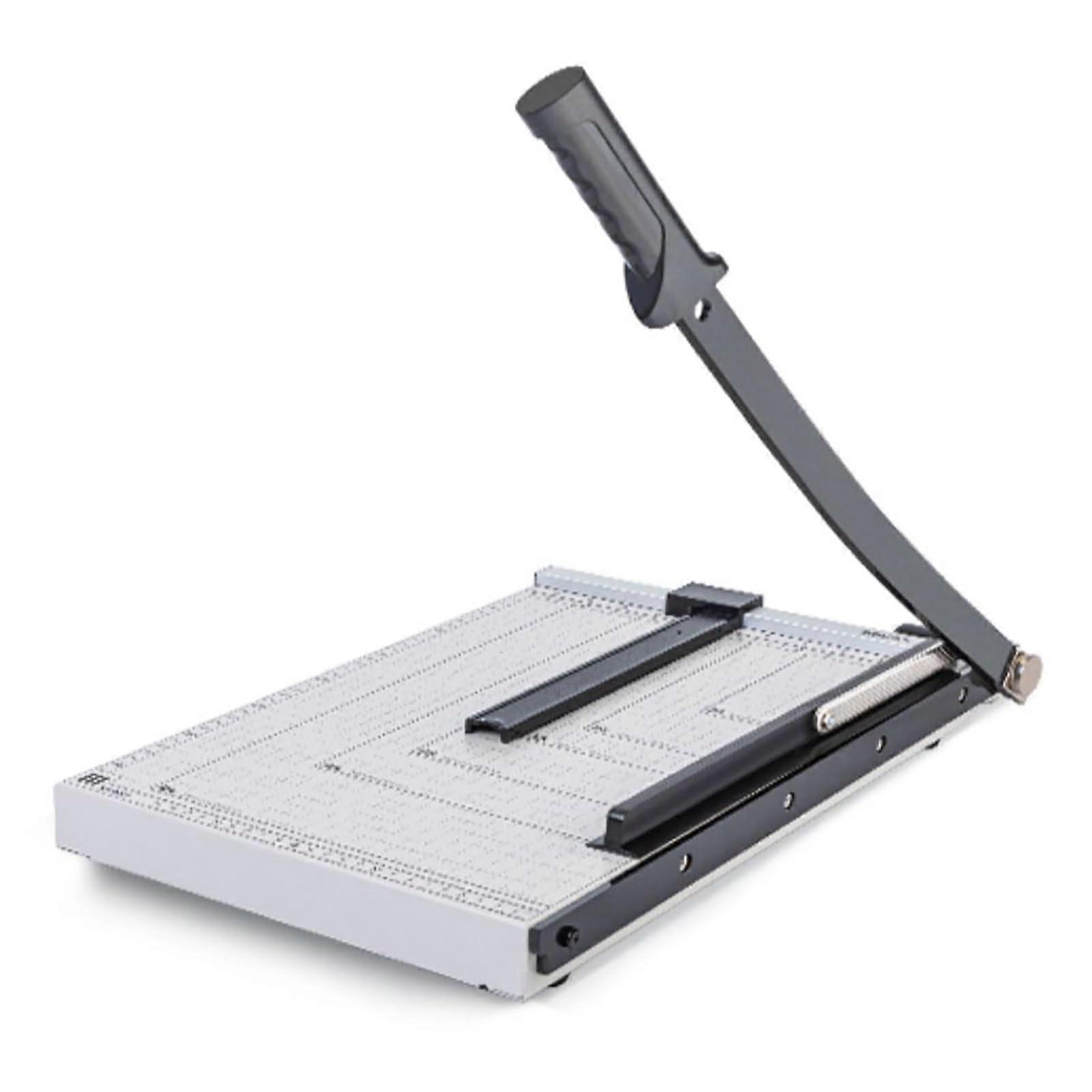 A4 Paper Cutter Guillotine – Manual Steel Cutter with Lever Handle and Grid Ruler, Cuts up to 15 Sheets, for Office, School, Printing Shop