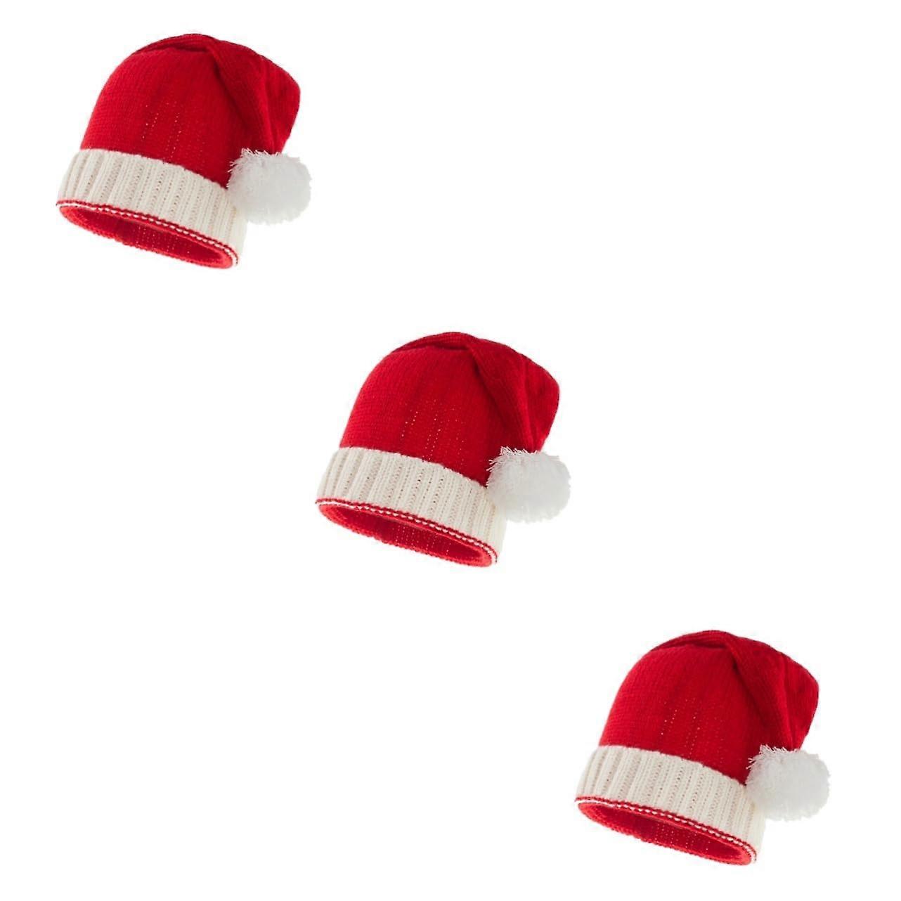 Christmas hats for with pompom yarn red