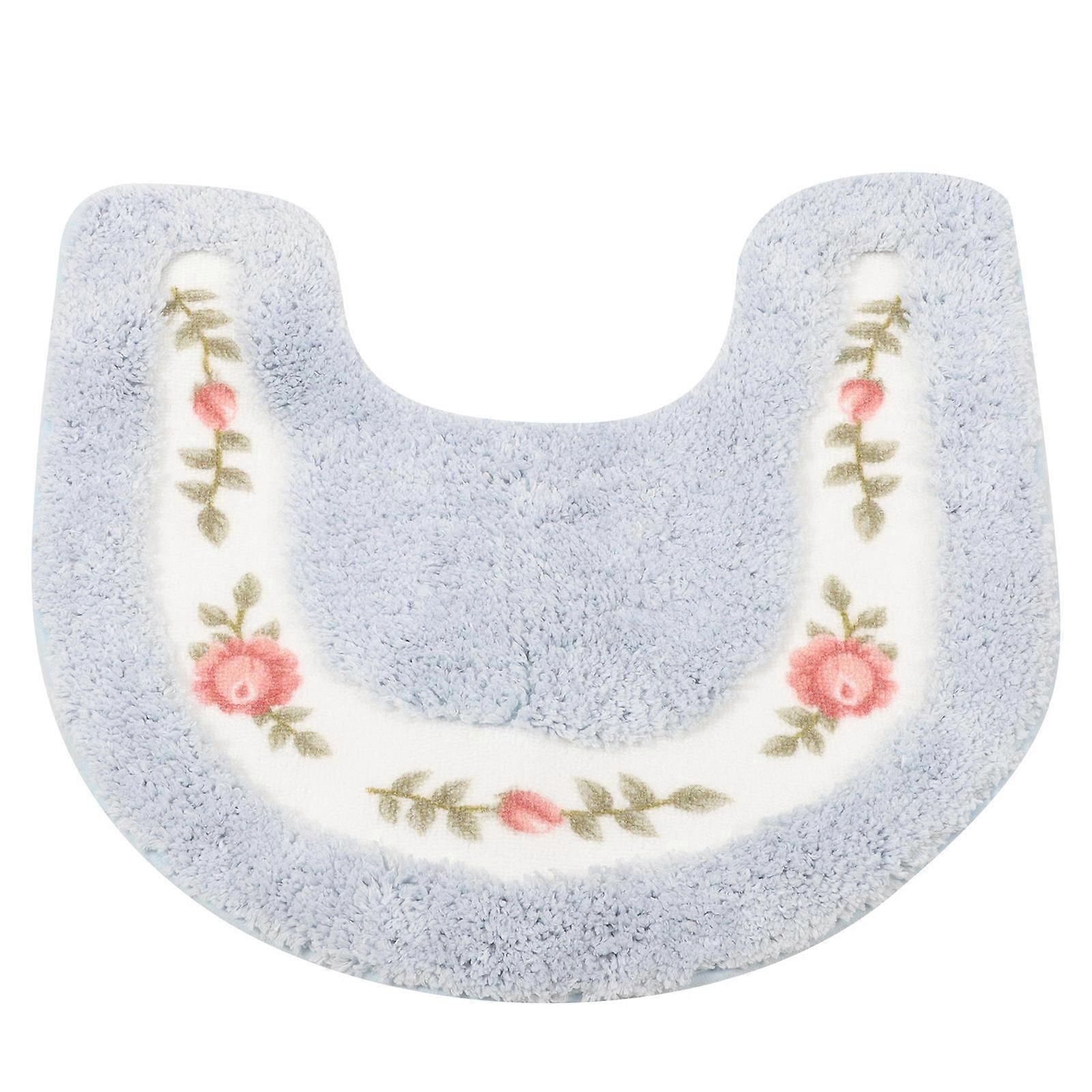 حصائر القدم الرعوية نمط Closestool على شكل حرف U أزرق 50.00X50.00X1.00 سم مضاد للانزلاق 1 قطعة