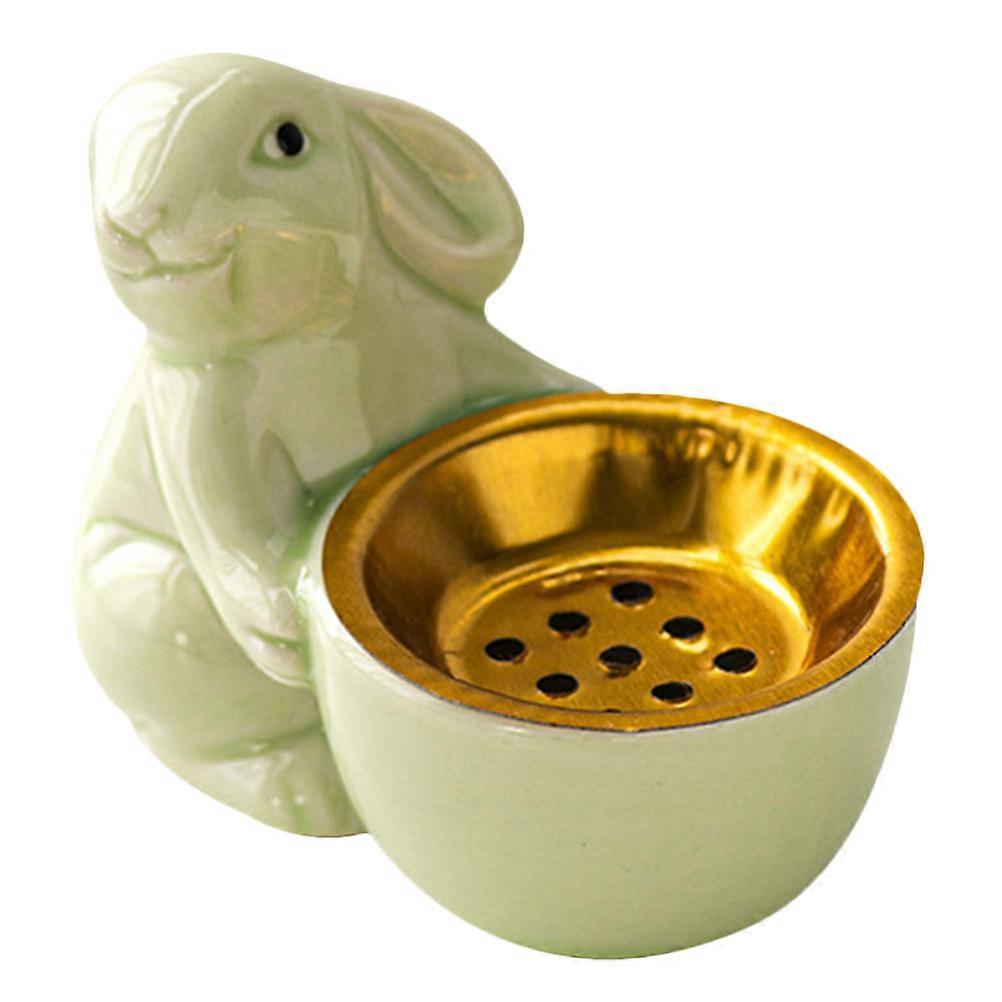 Incense Stick Holder European Minimalist Design Rabbit Shape Incense Burner Indoor Use Green 1Pcs