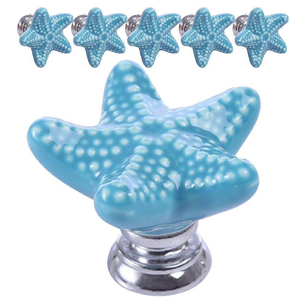 Cute Cabinet Knobs Ceramic Material Star-Shaped Decorative Pull Handles For Homeowners Designers 6Pcs