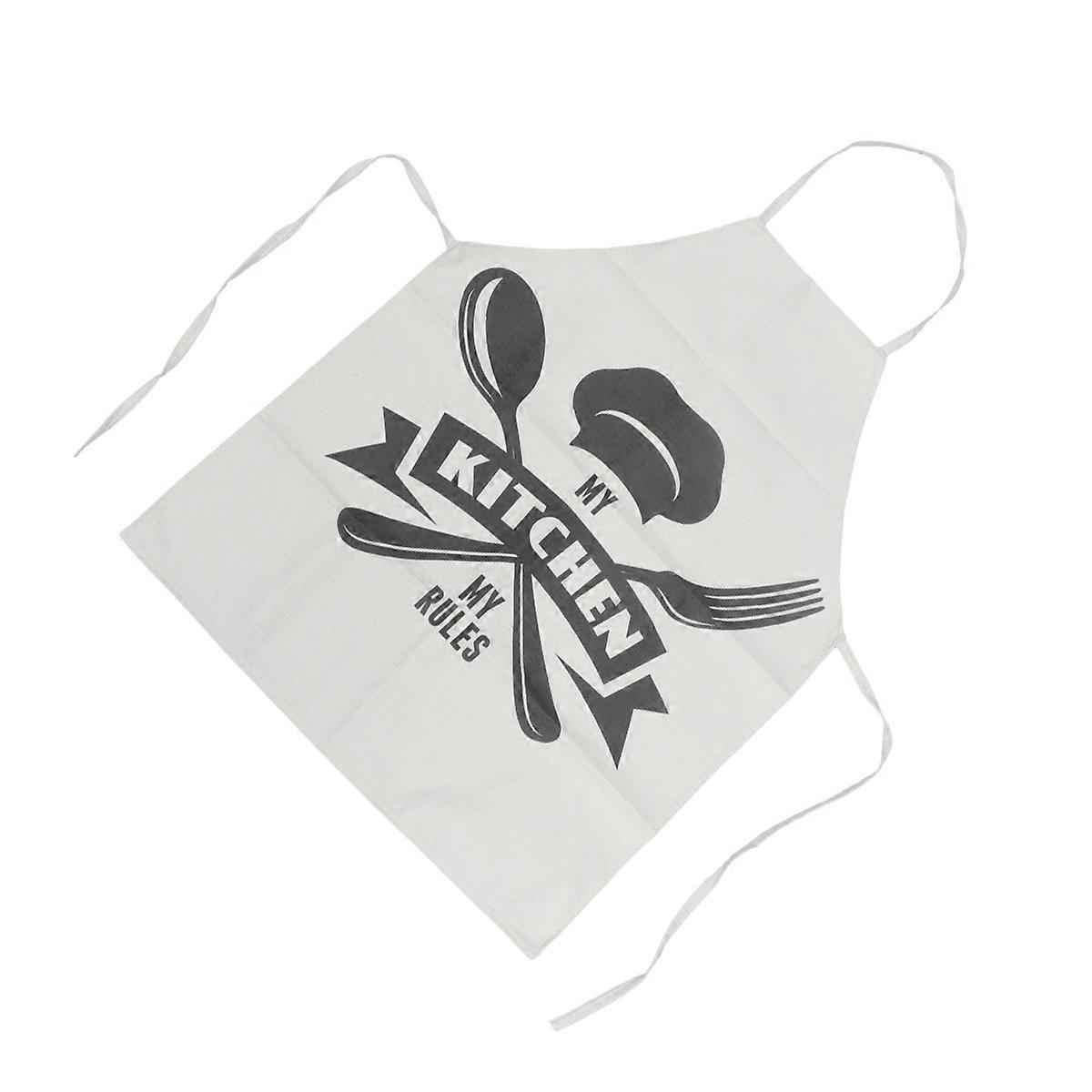 Creative Apron Cooking Bib Apron Easy to Clean Clear Pattern Design Restaurant Use White 1Pack