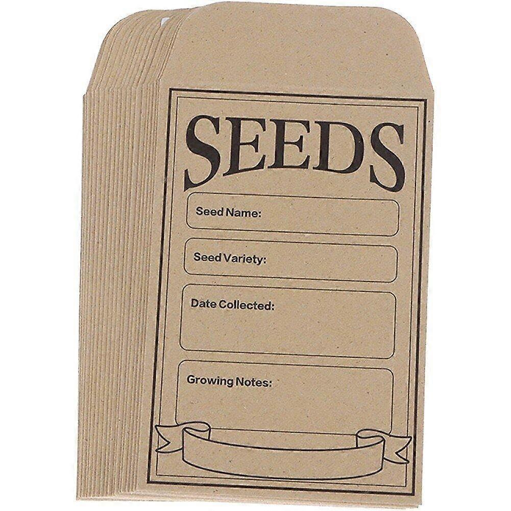 Pack of 50 Resealable Brown Paper Seed Packets, SelfAdhesive