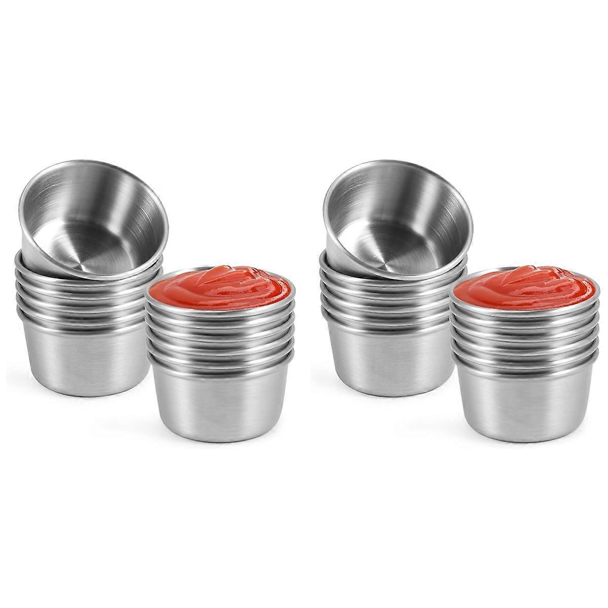 Ramekin Sauce Dipping Bowl Mini Sauce Cups Pudding Condiment Cups for Home Party Restaurant (Silver