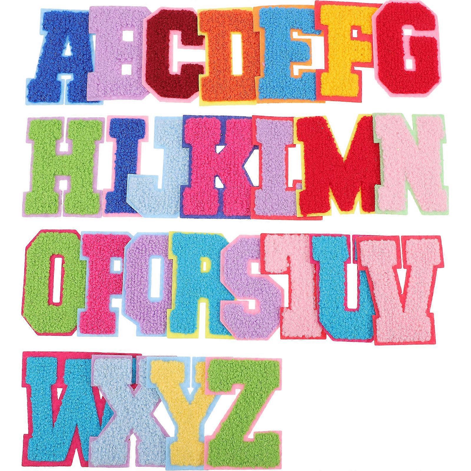 אותיות ברזל על תיקון אותיות ברזל על טלאים עשה זאת בעצמך תיקון בגדים מגוון צבע 7x5.5 ס"מ תפירה 26 יחידות