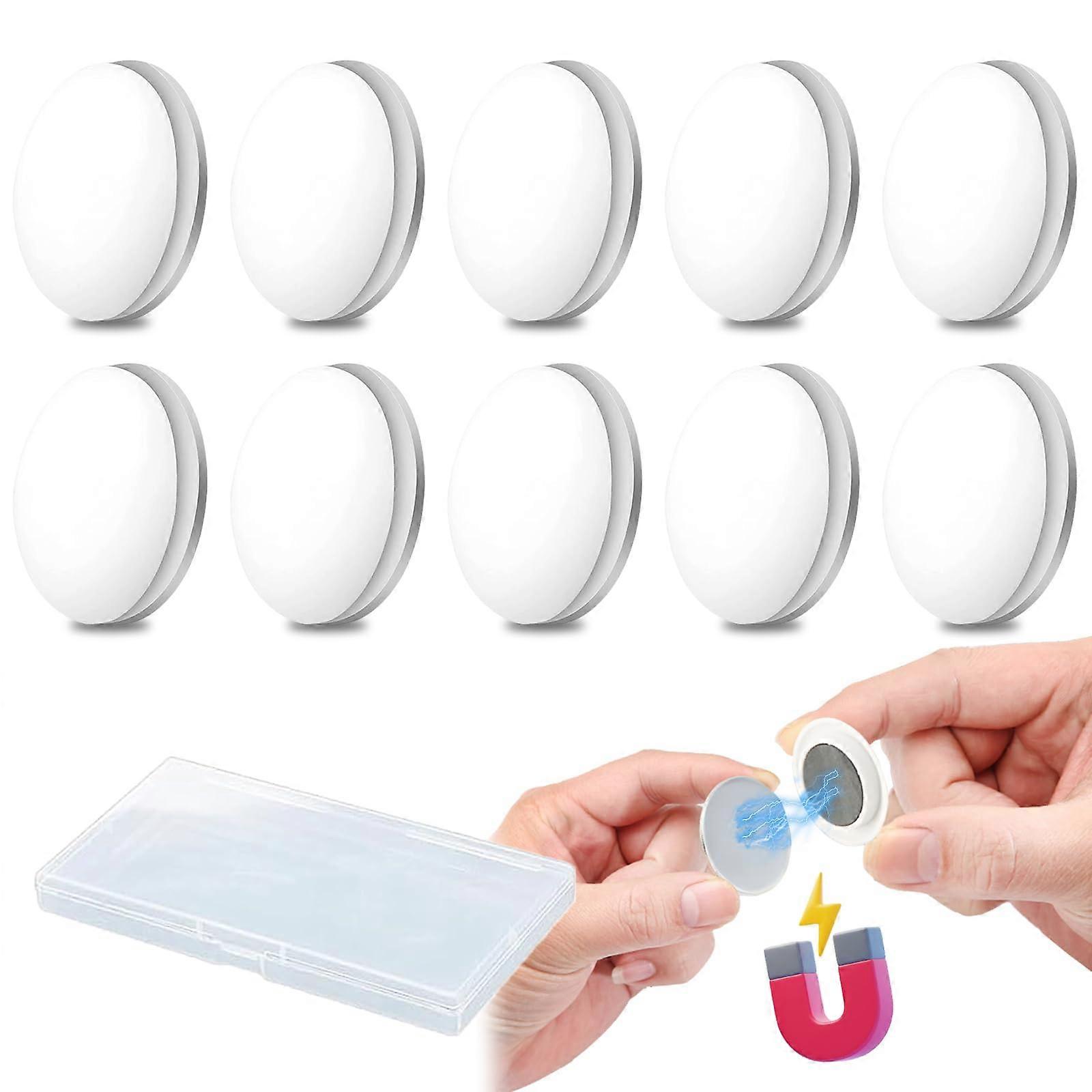 10 Pairs Shower Curtain Weights with Leaf Rust Protection, White Round Curtain Magnets for Shower Curtains and Table Cloths