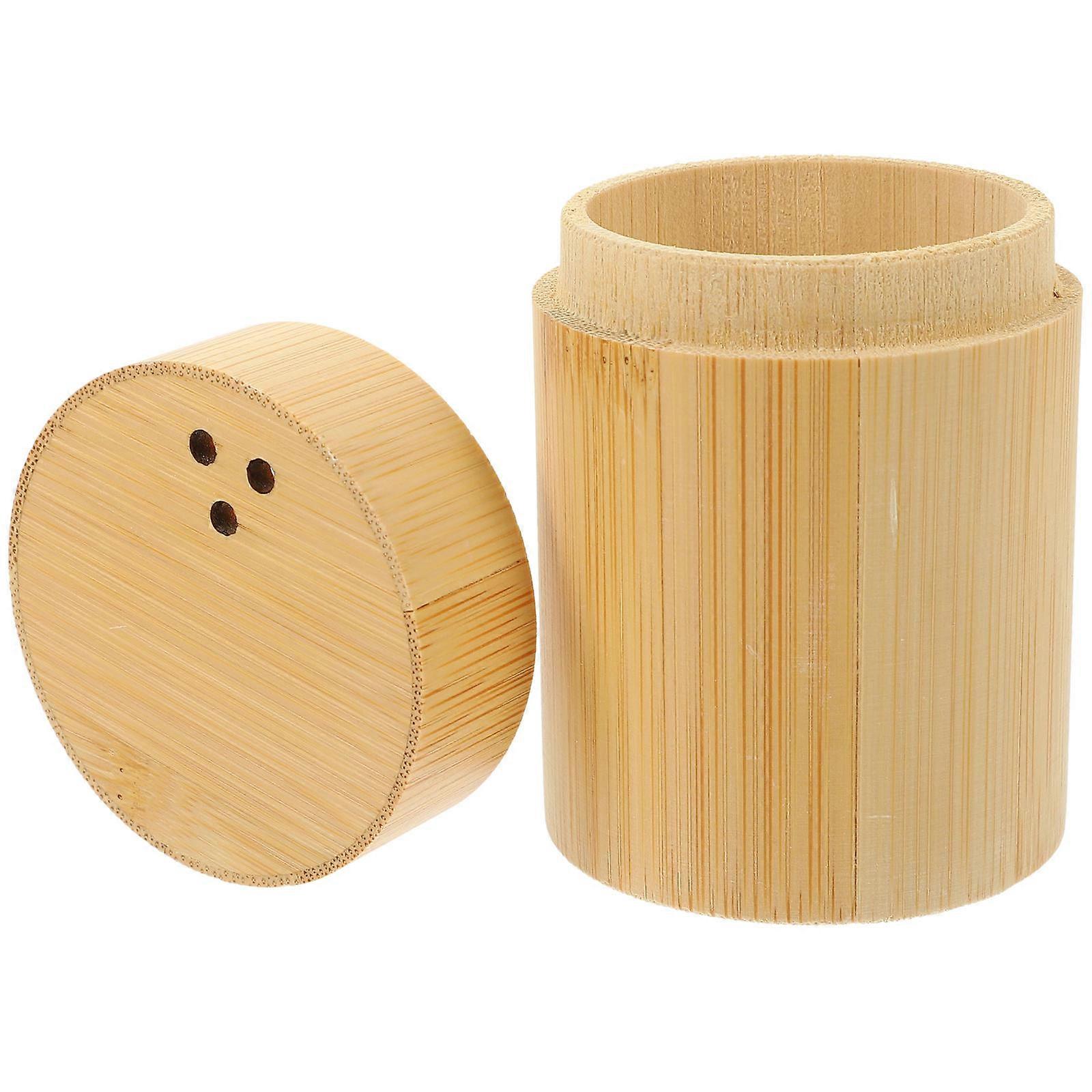 Toothpicks Holder Dispenser Bamboo Toothpick Box Desktop Organizer for Home Kitchen Practical Design 8x6x6cm Light Brown 1Set