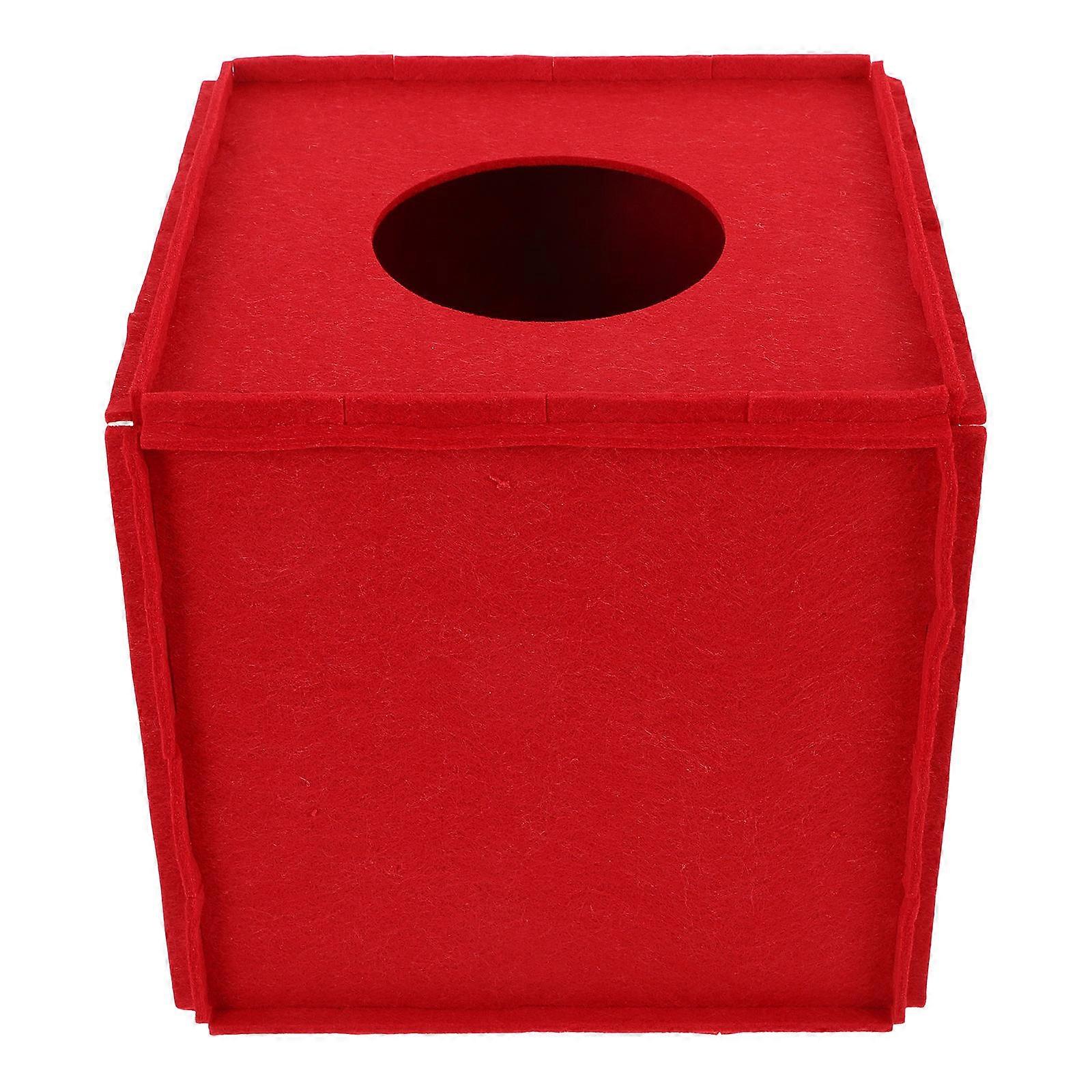 Small Raffle Box Raffle Ticket Container Square Raffle Ball Game for Celebrations Red 22.00X22.00X22.00CM Felt Card Storage 1Pack