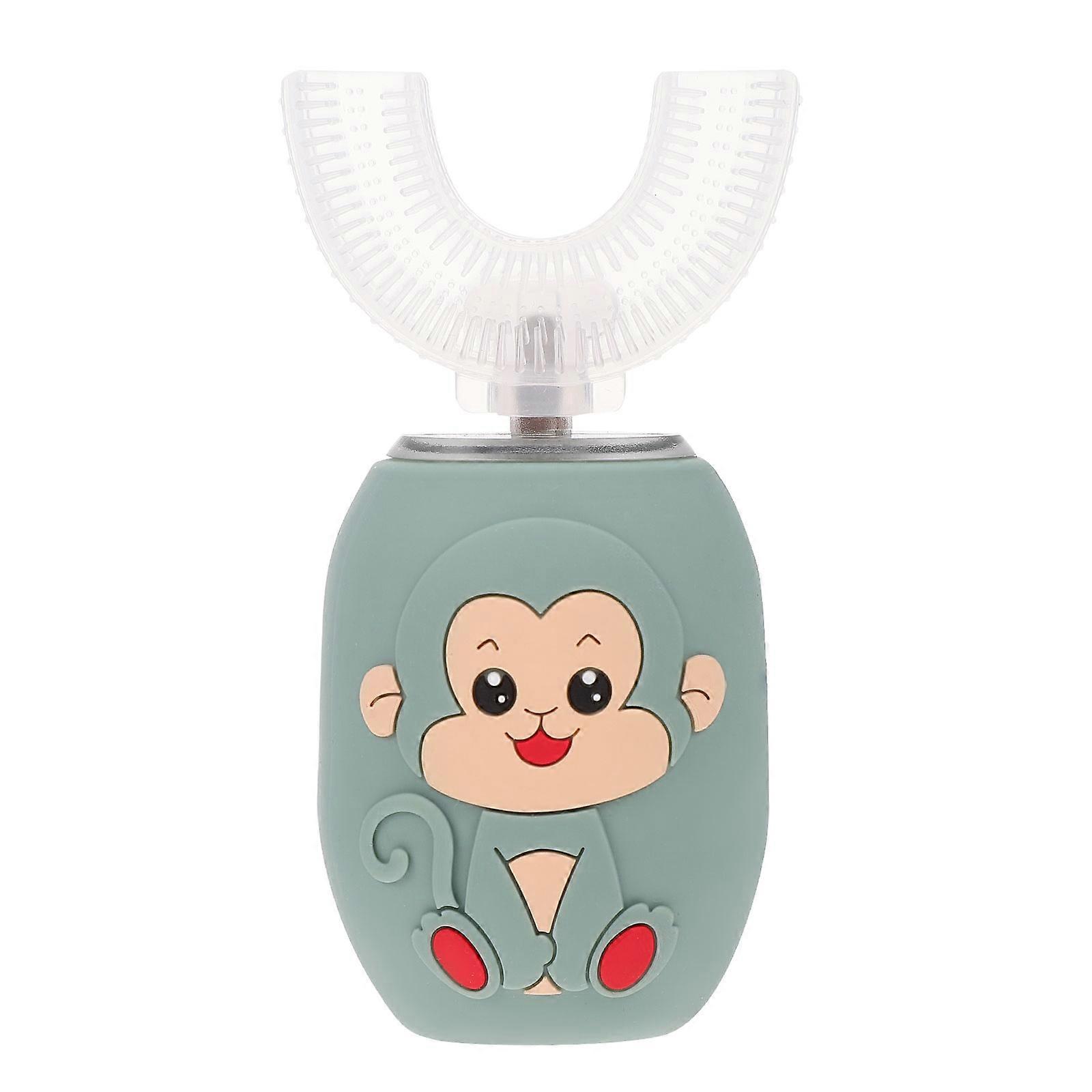 U Shape Toothbrush U-Shaped Electric Toothbrush Babies Bath Time Green 10.3X5CM Waterproof 1Pc