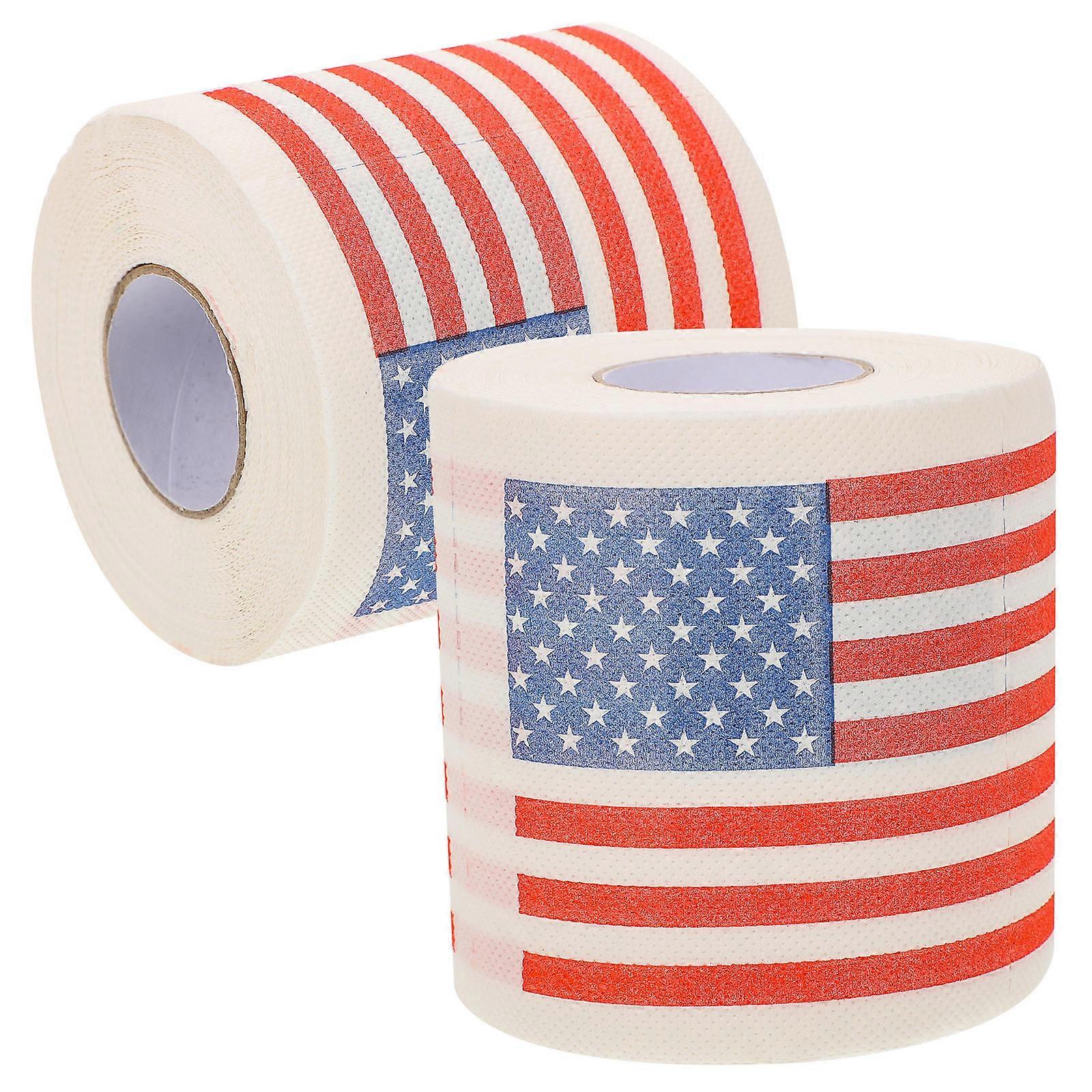 Tissue Toilet Paper American Flag Roll Multi-Colored Bathroom Supplies Disposable 2 Rolls