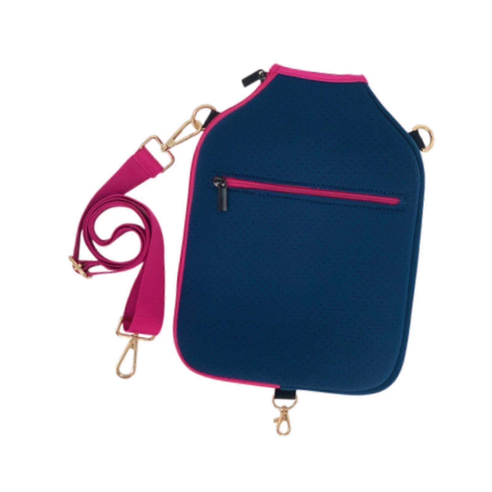 Pickleball Racket Cover Storage Bag Shoulder Bag Racket Protective Cover with Adjustable Shoulder Strap for Sports Blue