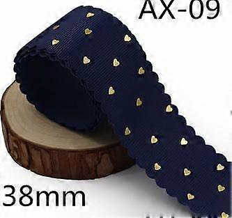 1 Roll Heart Ribbon with Gold Foil 5 Yard Scalloped Lace Edge Design for Wedding Bouquets Party Decorations DIY and Present Wrapping Dark Blue