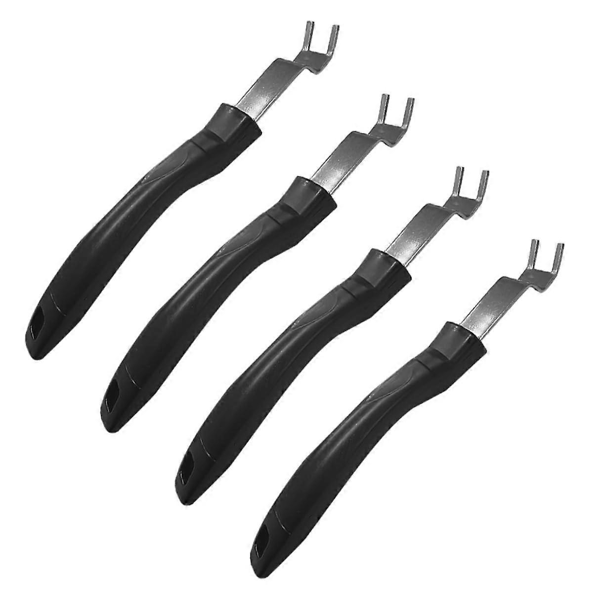 4-Piece Universal Grill Lifters Set, Black Plastic Charcoal Grill Hook and Handle, BBQ Accessories for Grilling and Baking