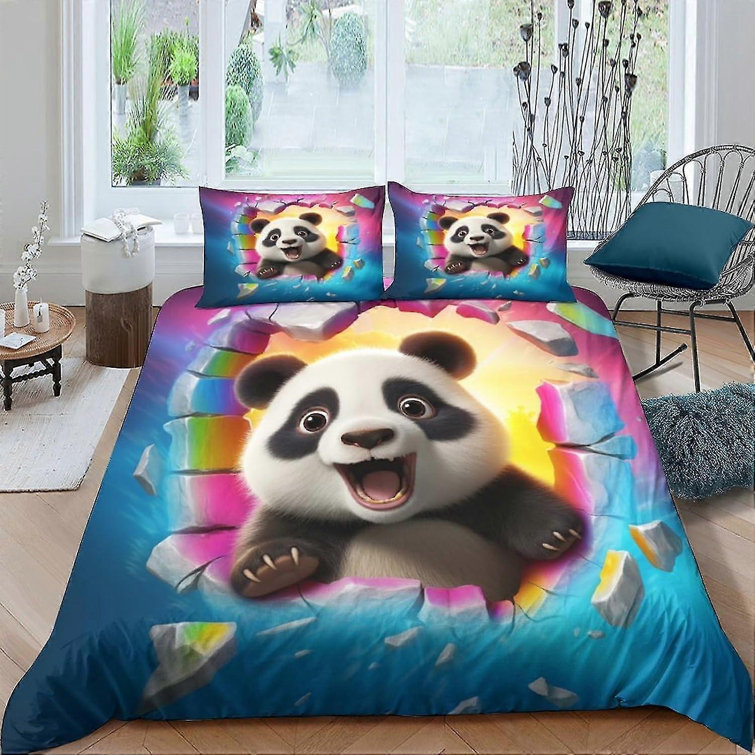 Giant Panda 3D Design Duvet Cover Set Soft Comfortable Breathable Bedding for Kids with Pillow 3 Pieces