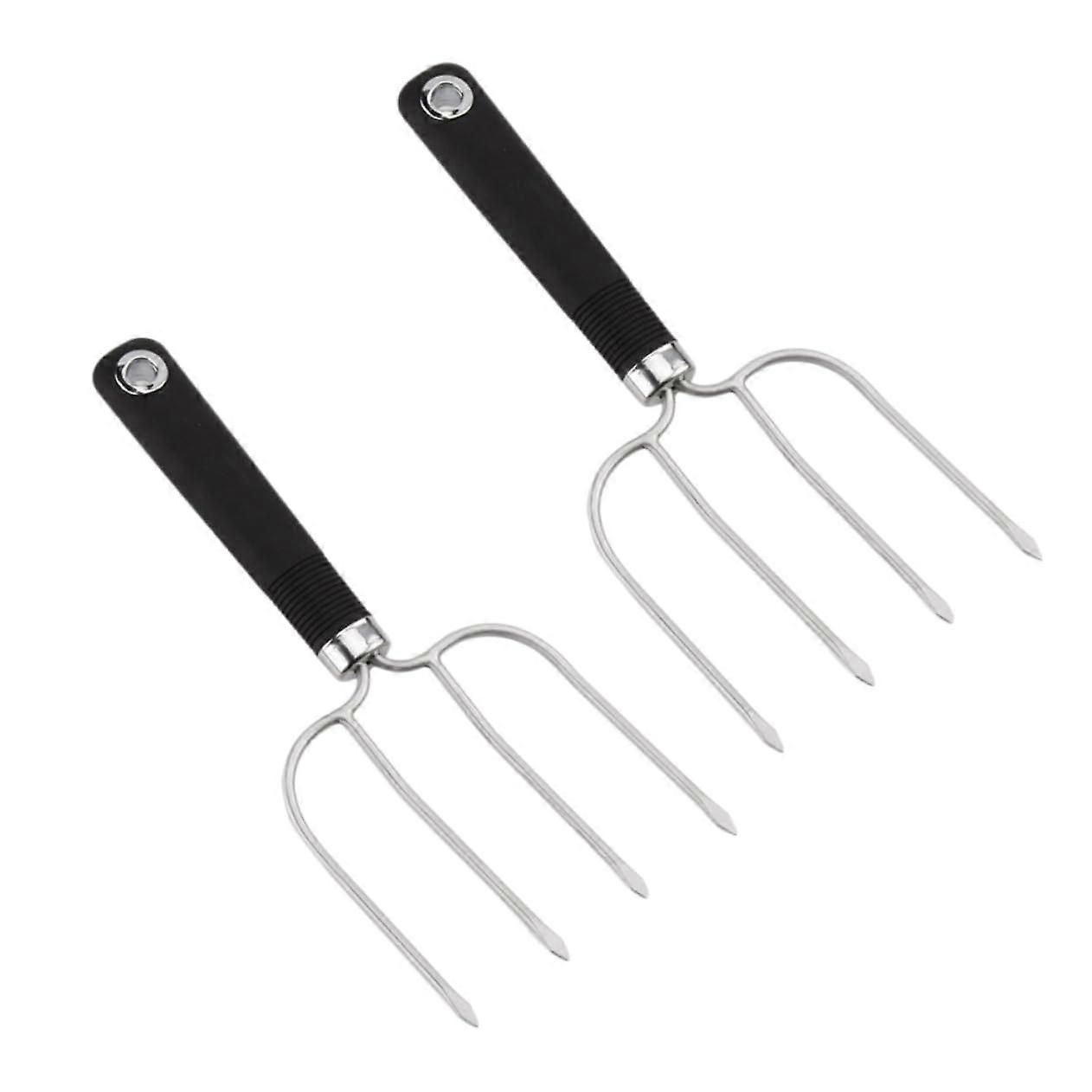 Turkey Fork Set Of 2 Black For Serving Meat And Poultry Roasting Carver And Grilling Forks
