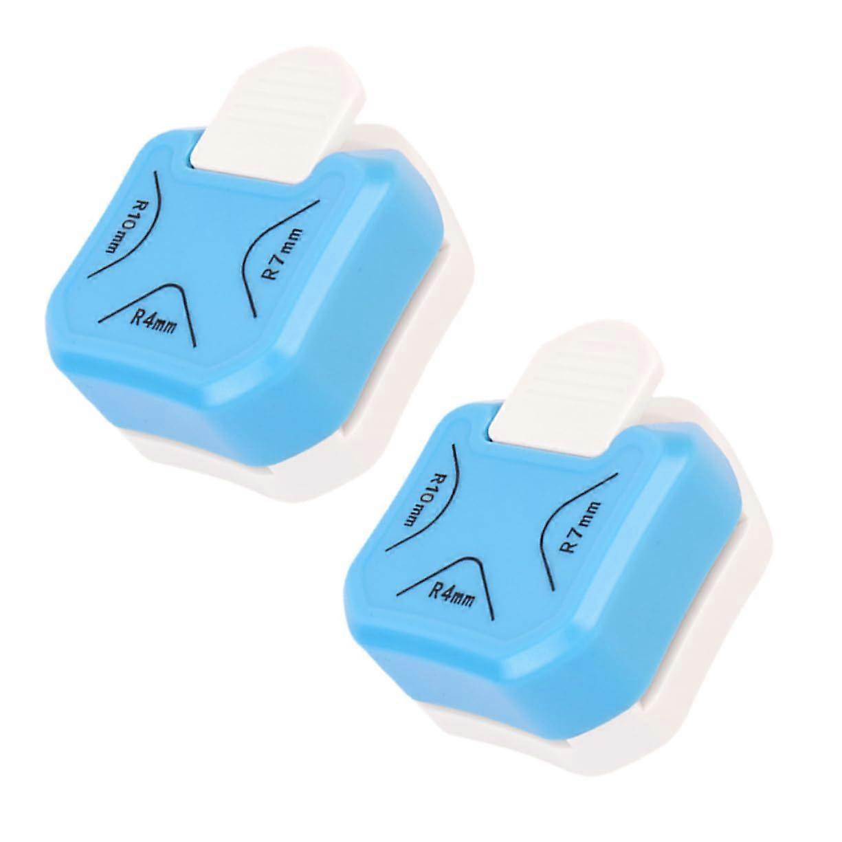Pack of 2 angle up to punching tool, paper edge round corner cutter, ABS blue