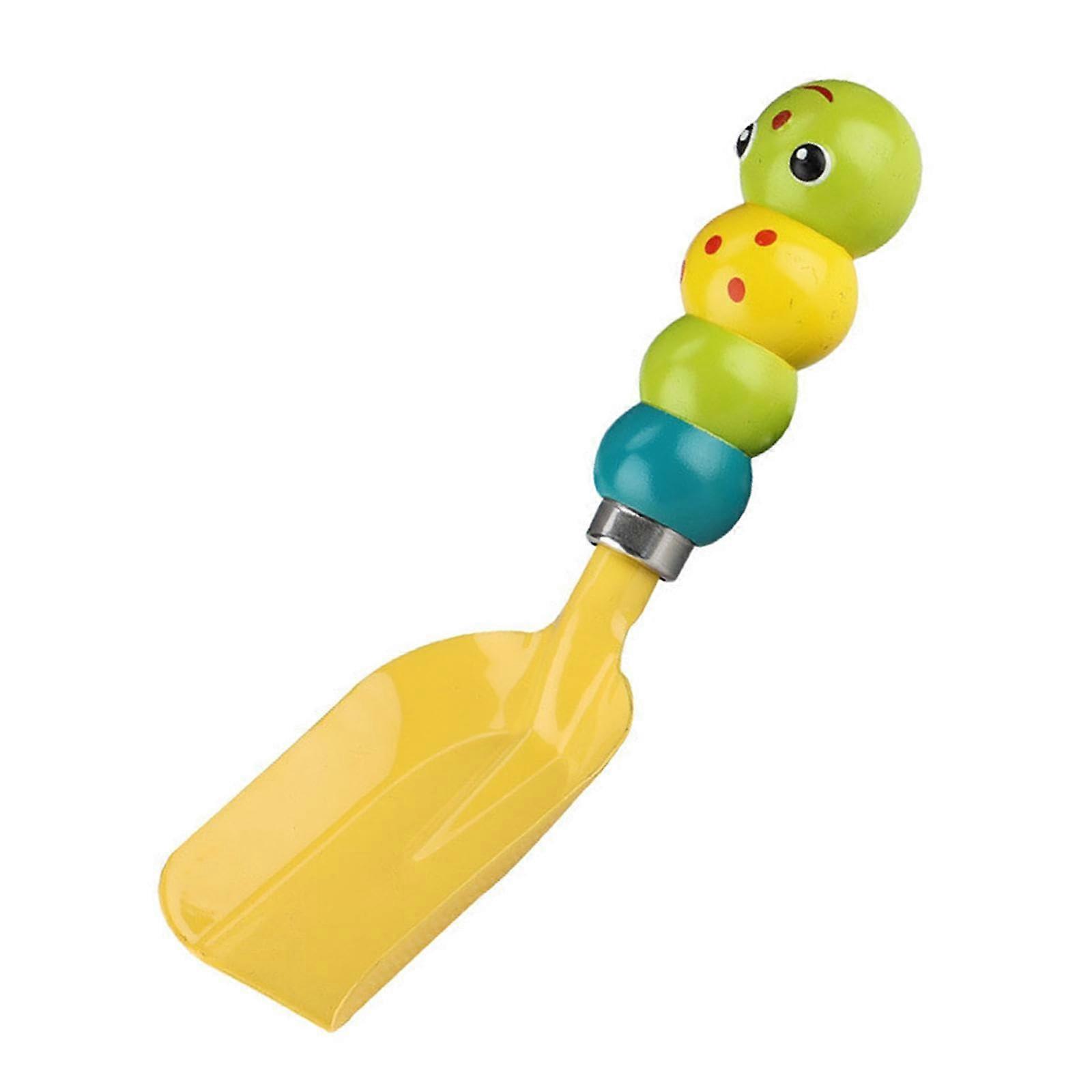 Garden tool with a caterpillarshaped handle, ideal for digging and smoothing soil, square.
