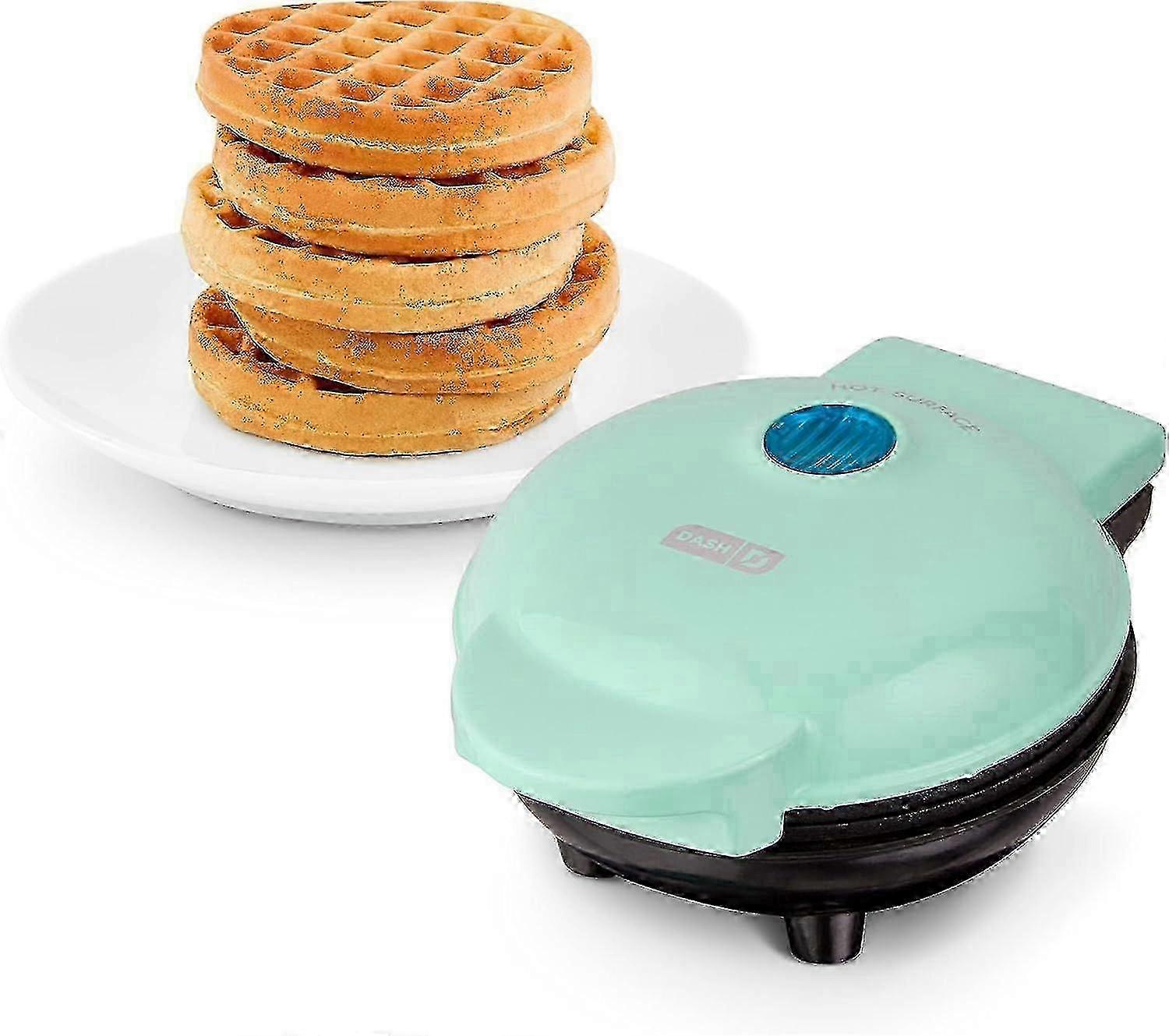 Dash Mini Maker For Individual Waffles, Hash Browns, Keto Chaffles With Easy To Clean, Non-stick Surfaces, 4 Inch, Aqua SZRG A-D