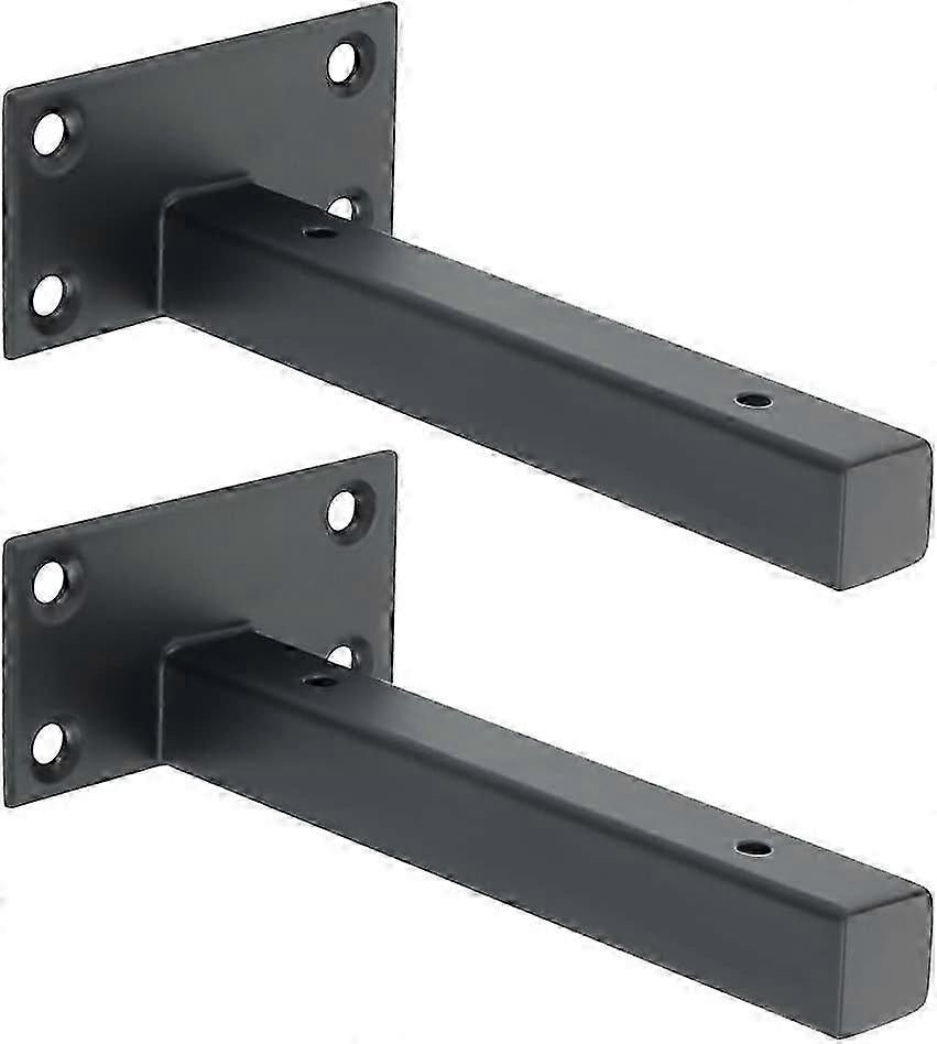 Industrial Shelf Bracket Wall Mount Shelf Bracket Metal Bracket for Floating Board Hidden Bracket Matte Black, 2 Pieces