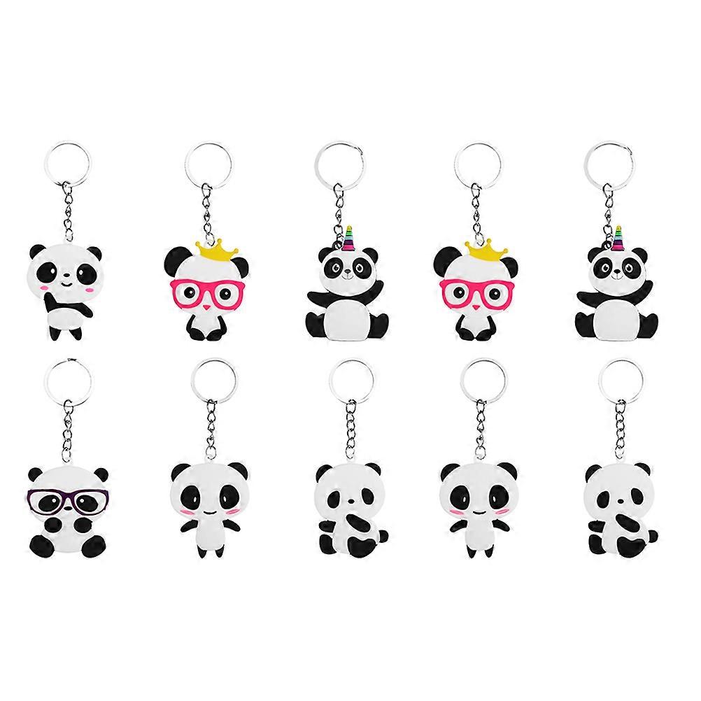 Panda Keychains Cute Panda Shape Hanging Decorations For Backpacks Small Size PVC Material 10Pcs