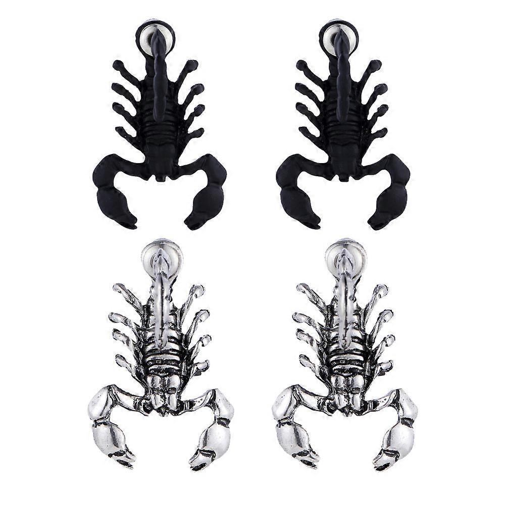 2Pairs Scorpion Shaped Ear studs Exaggerated Chic Earrings Creative Ear Decors