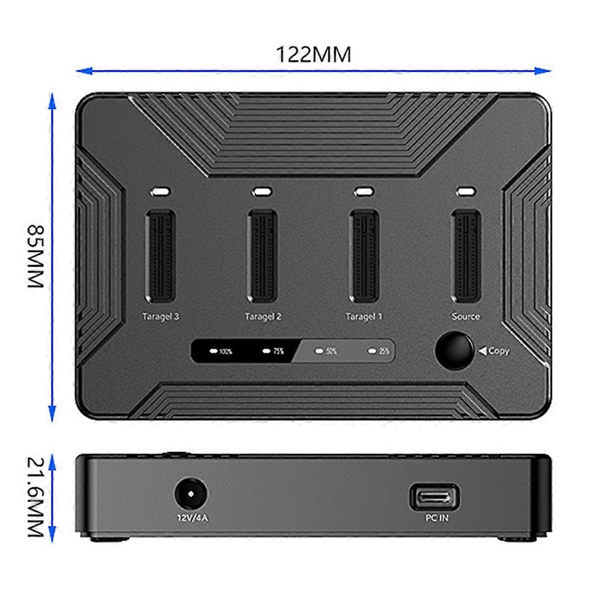 4-Bay M.2 NVME SSD Docking Station, 40Gbps External Hard Case with Clone Feature for Laptop EU PLUG