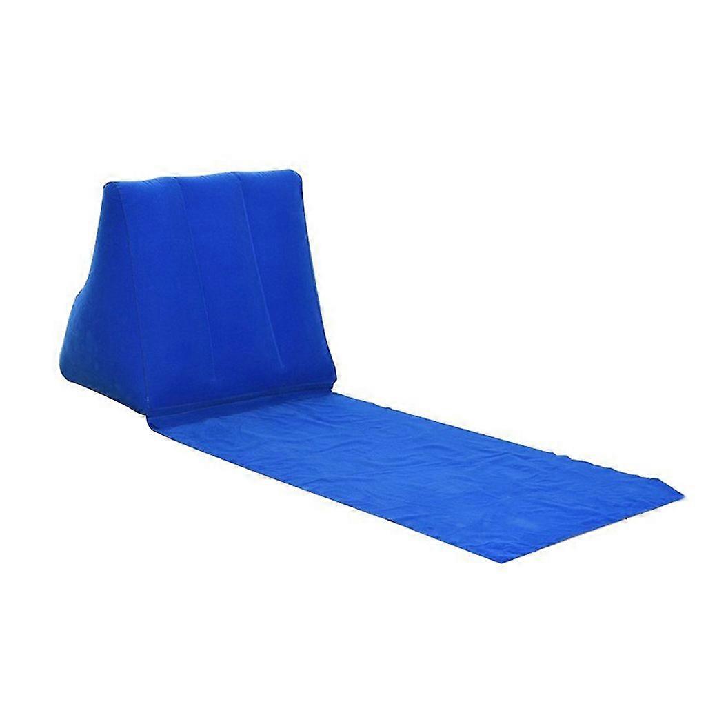 Royal blue outdoor camping pillow, triangular, PVC flocking, inflatable, portable, beach lounge use