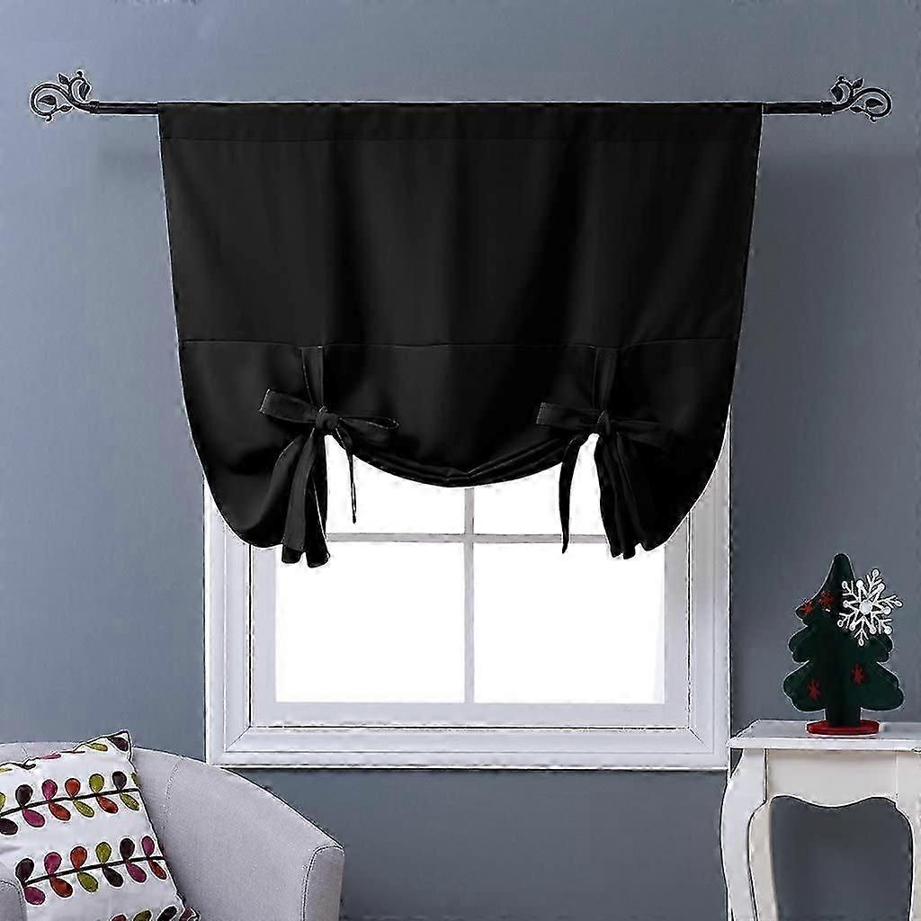 Blackout Tie-Up Curtain for Bathroom Windows - UK Home Shade Solution