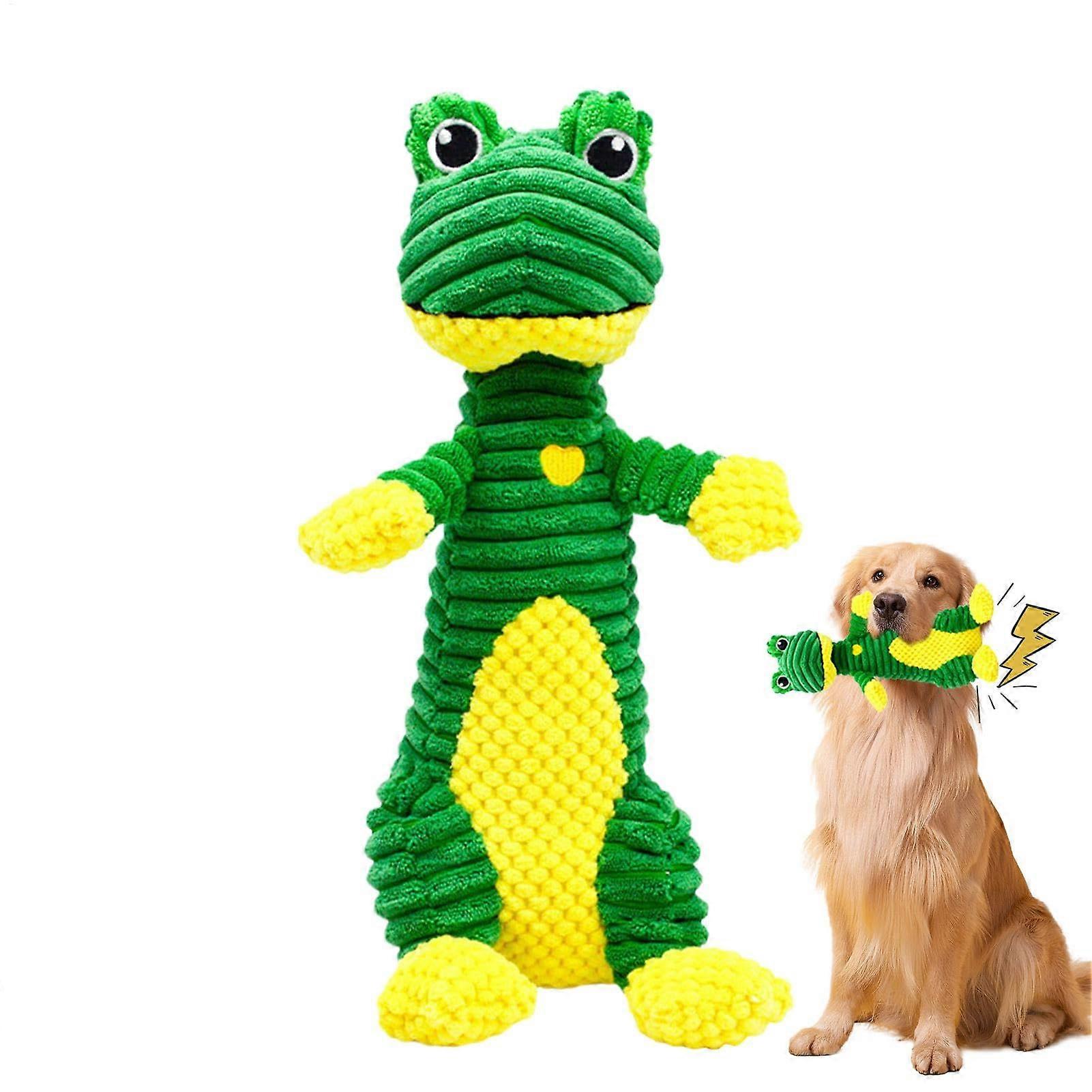 Plush Dog Toy Frog, Interactive Chew Toy for Small and Medium Dogs, Squeaky Plush Frog Dog Toy for Chewing