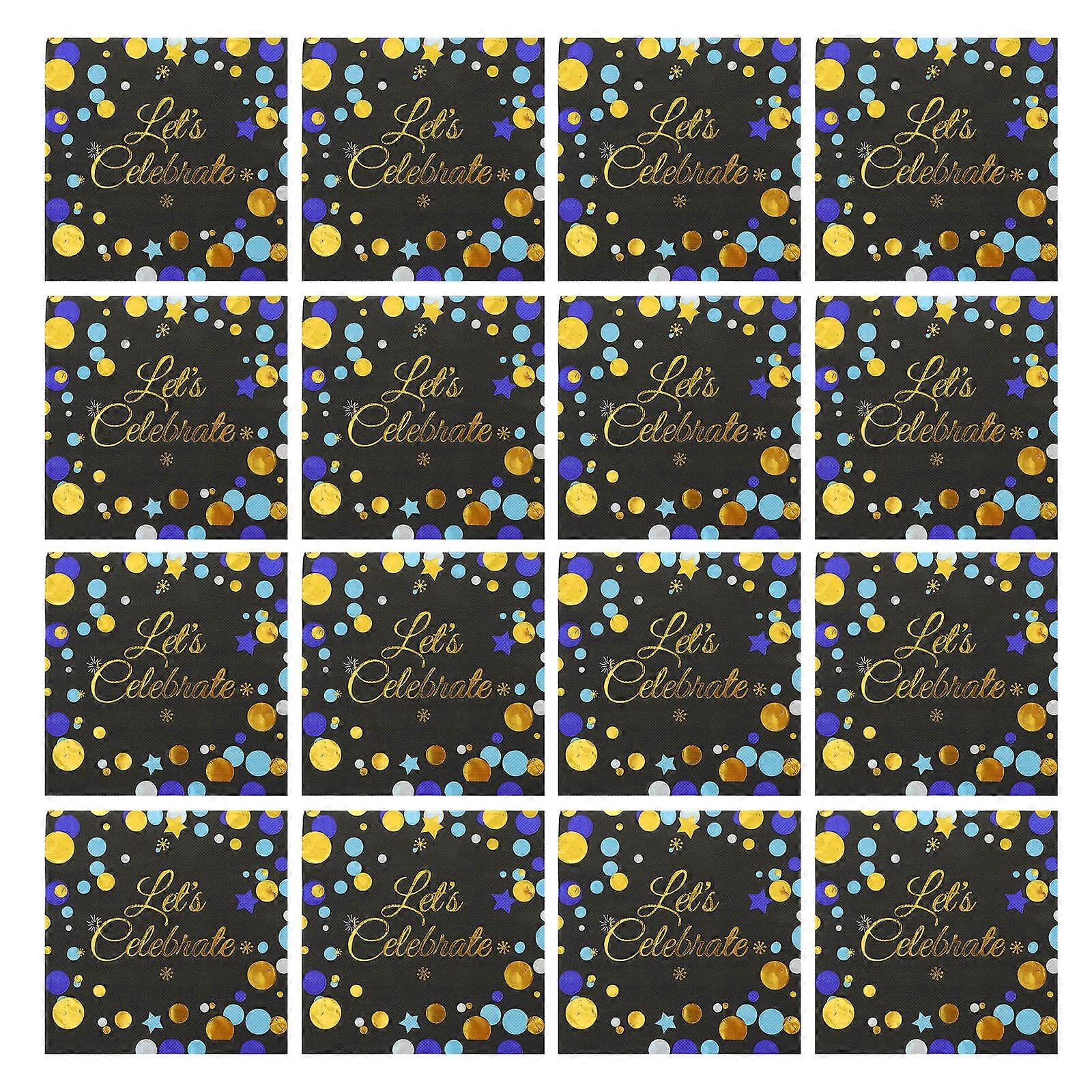 Party Napkins for Grad Black 33x33x0.1cm Printed Pattern Design 40Pcs