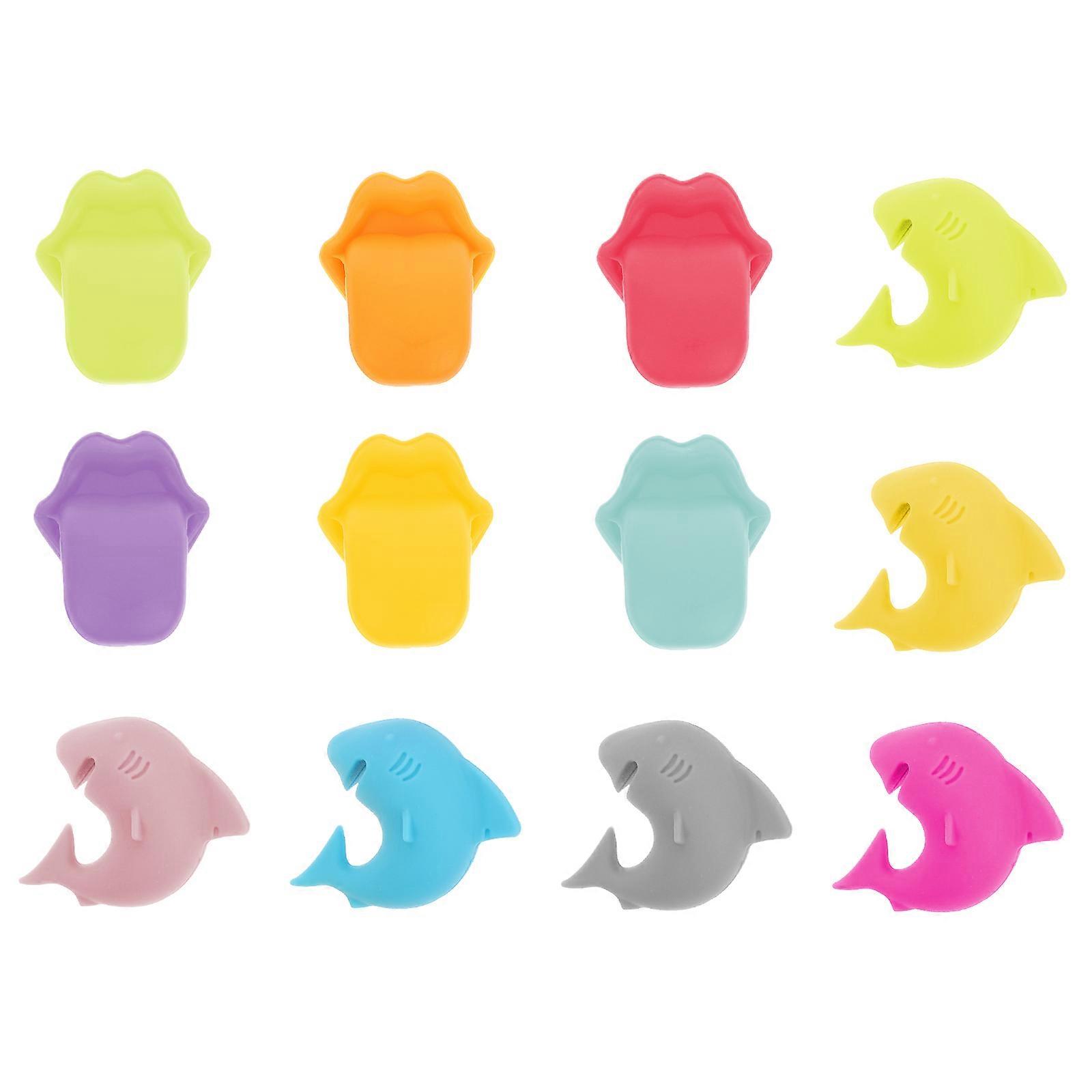 Funny Design Glass Markers for Marking Made of Premium Silicone Reusable 12 Pieces Assorted Color