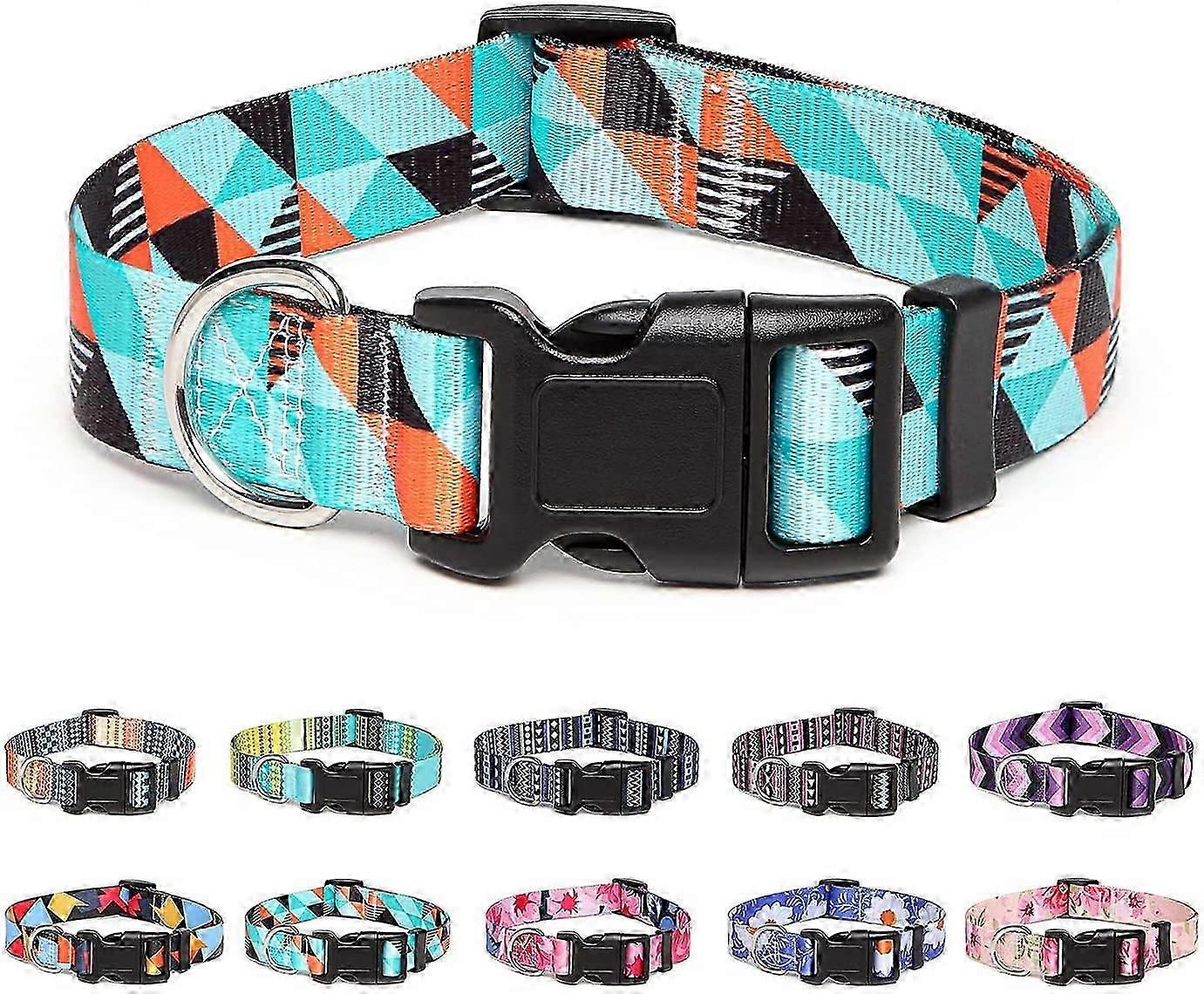 Adjustable Nylon Dog Collar with Pattern  Soft & Comfortable Pet Accessory (S, Arrow Design)