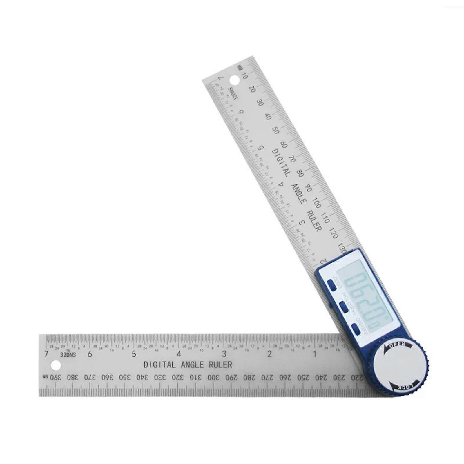 Two-In-One Digital Angle Measuring Tool, Multifunctional Large Display Plastic Protractor Caliper, 1 Piece Silver