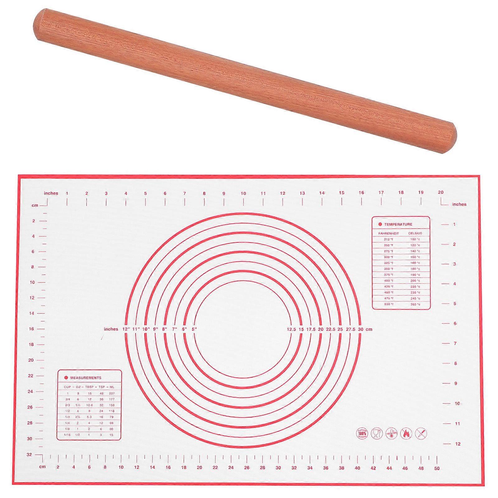 French Rolling Pin Solid Wood Baking Pizza Pies Cookies Cylindrical Shape Non-Stick 1 Pair