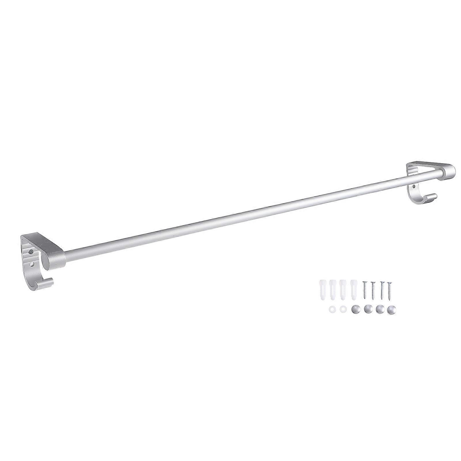 Aluminum Towel Rack with Hooks for Home Use Sturdy Lightweight Silver Color Fits Smooth Surfaces
