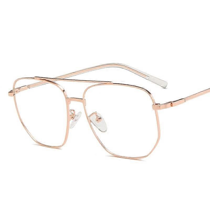 Oversized Metal Aviator Reading Glasses Anti Blue Light Computer Reader Rose Gold Frame +2.50 Diopter Unbreakable