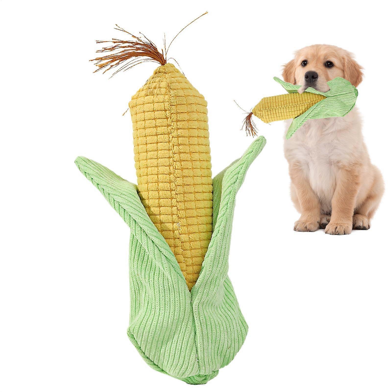 Squeaky Dog Toys | Puppy Teething Aid Corn Cob, Interactive Chew Toy for Dental Care and Boredom Relief for Strong Chewers